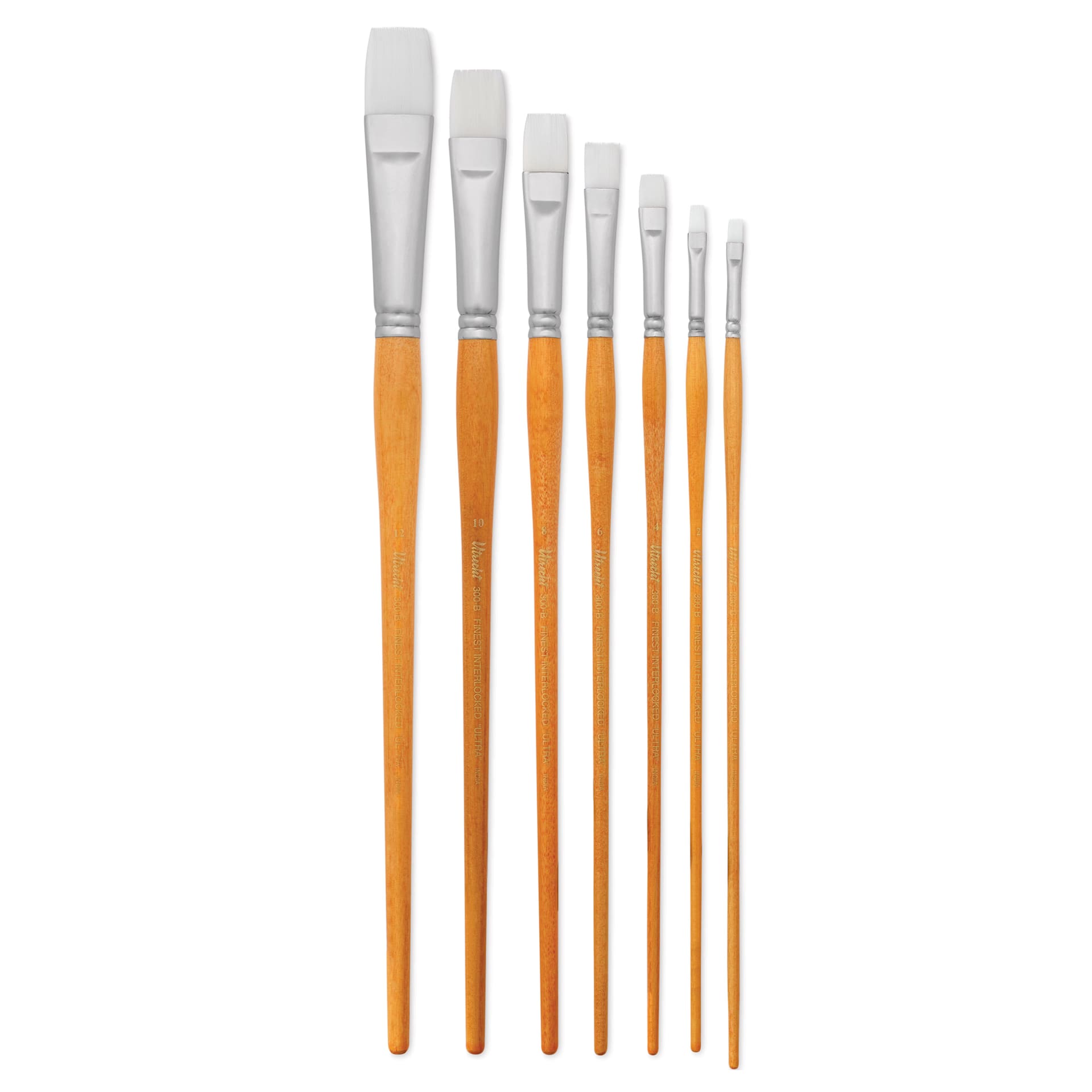 Utrecht Series 300 White Taklon Brushes - Bright, assorted sizes sold individually 