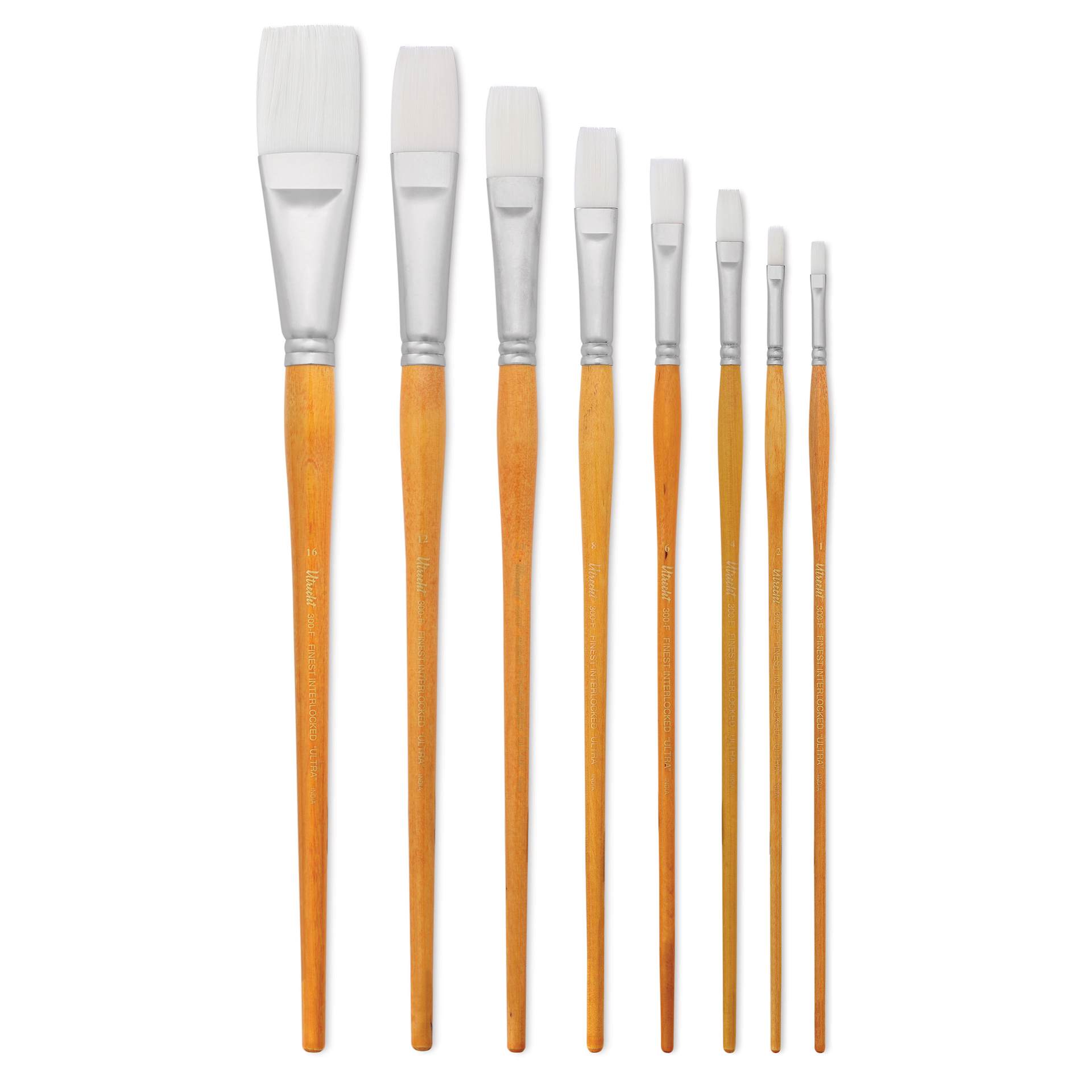Utrecht Series 300 White Taklon Brushes - Flat, assorted sizes sold individually 