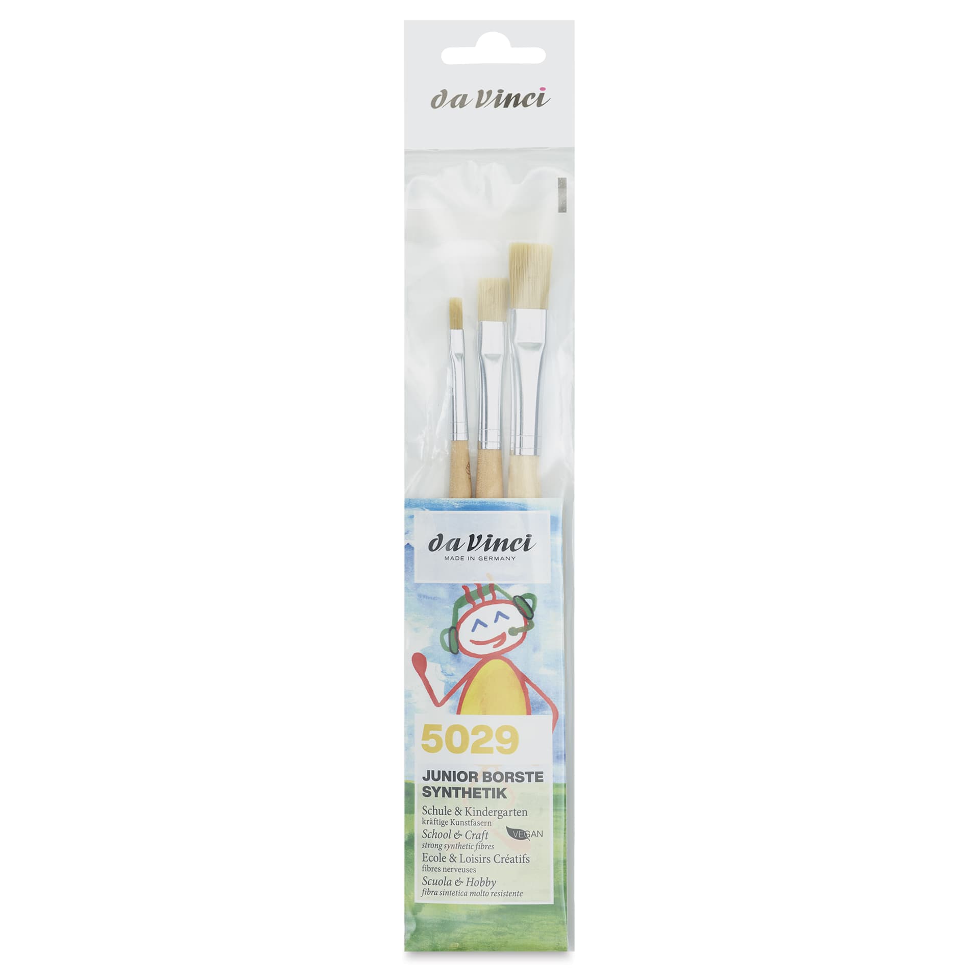 Da Vinci Junior Synthetic Bristle Brushes - Flat, Set of 3, front of the packaging