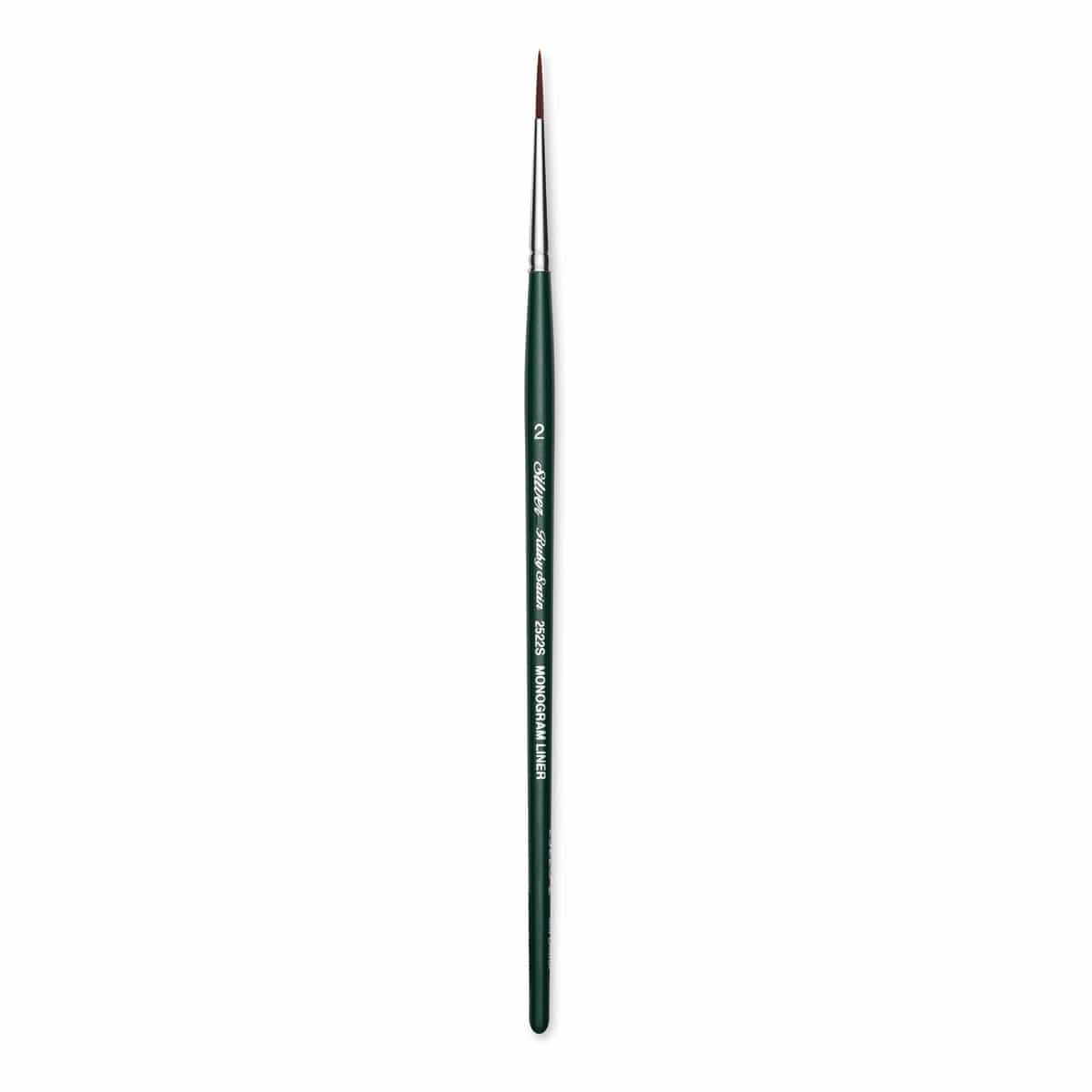 Silver Brush Ruby Satin Synthetic Brush - Monogram Liner, Size 2, Short Handle
