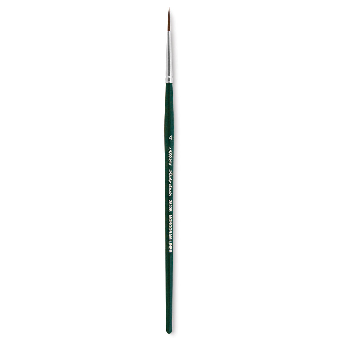 Silver Brush Ruby Satin Synthetic Brush - Monogram Liner, Size 4, Short Handle full length