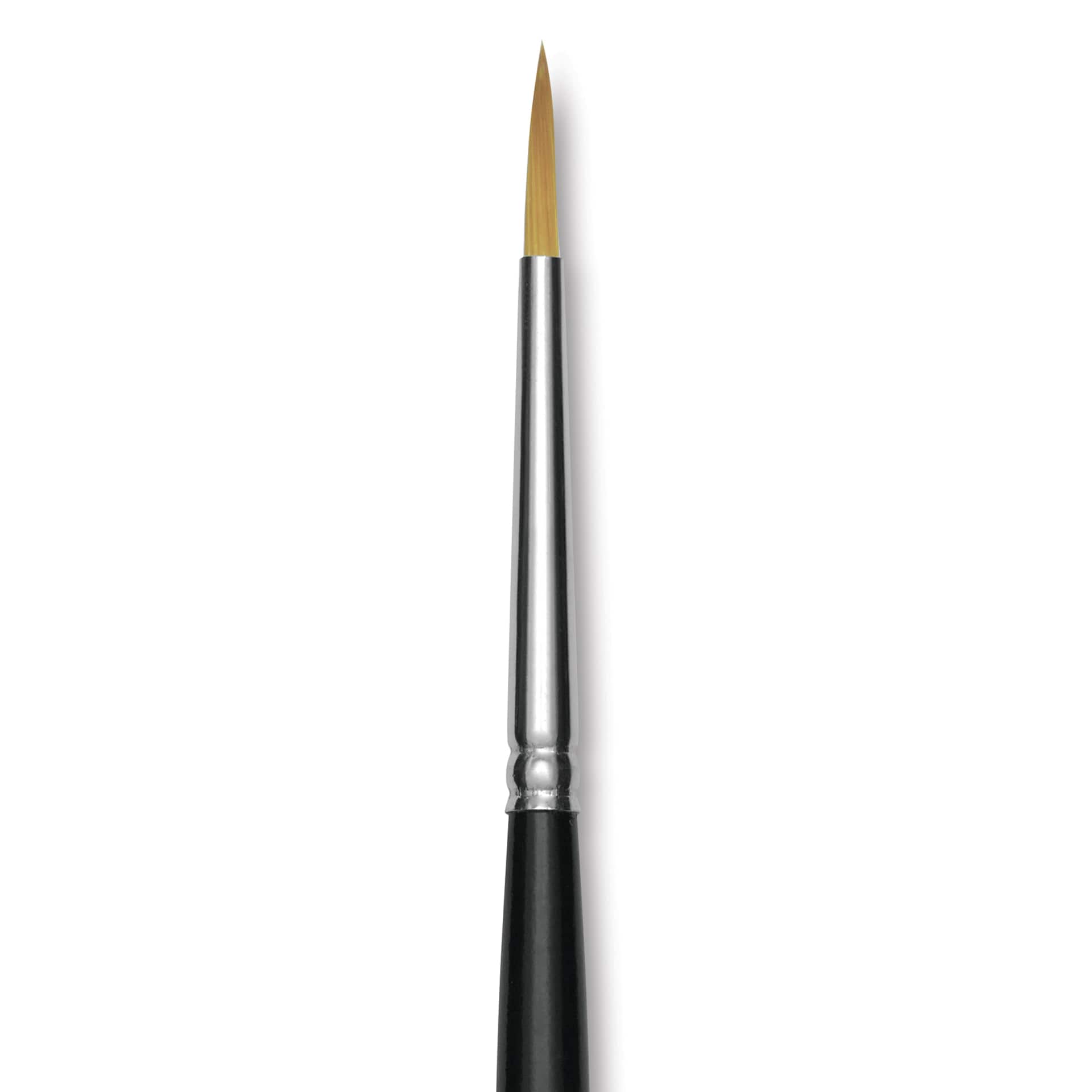 Trekell Synthetic Gold Taklon Brush - Round, Short Handle, Size 3, close-up