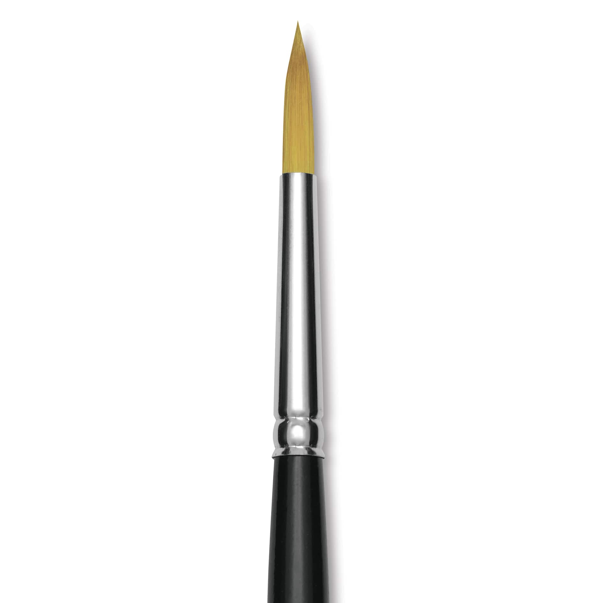 Trekell Synthetic Gold Taklon Brush - Round, Short Handle, Size 8, close-up