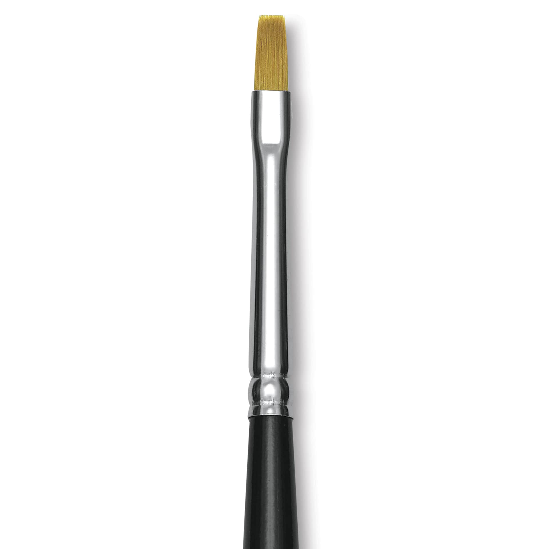 Trekell Synthetic Gold Taklon Brush - Bright, Short Handle, Size 2, close-up