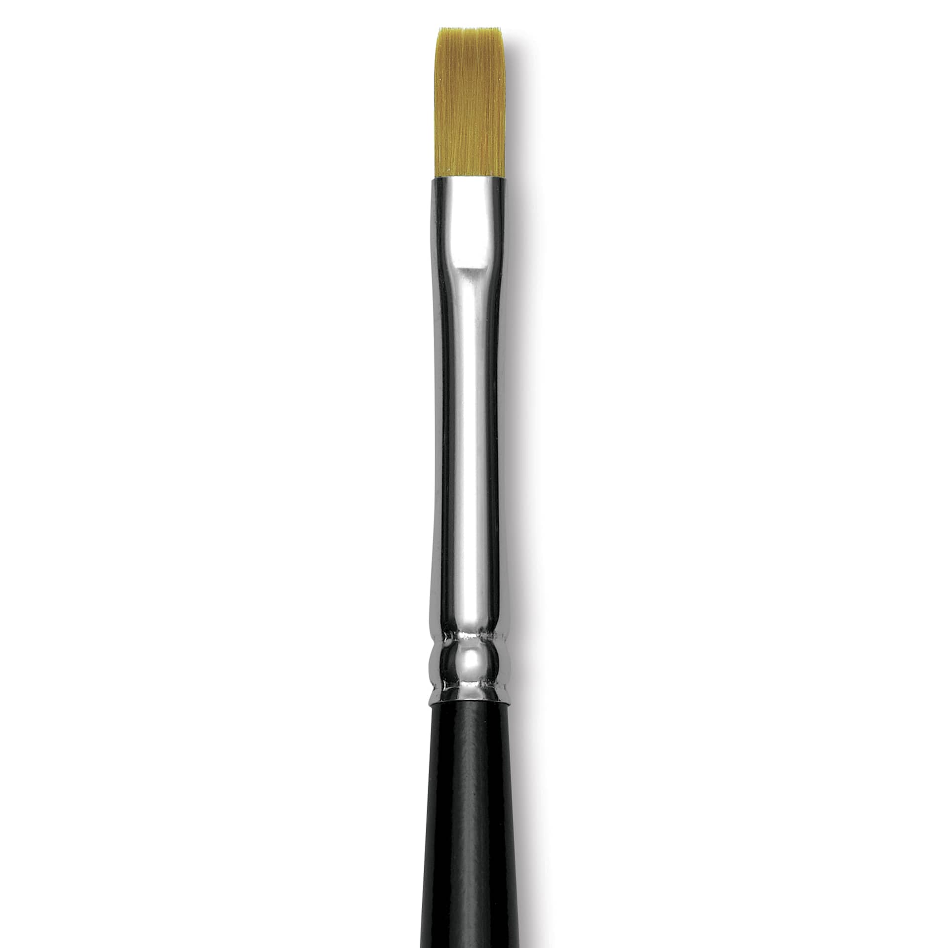 Trekell Synthetic Gold Taklon Brush - Bright, Short Handle, Size 4, close-up