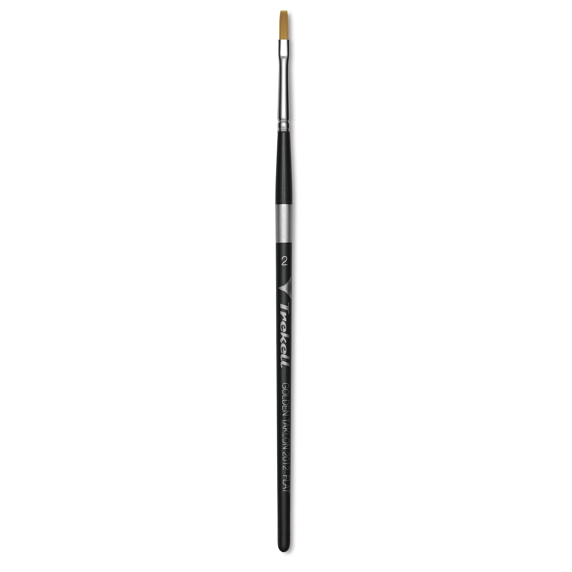 Trekell Synthetic Gold Taklon Brush - Flat, Short Handle, Size 2