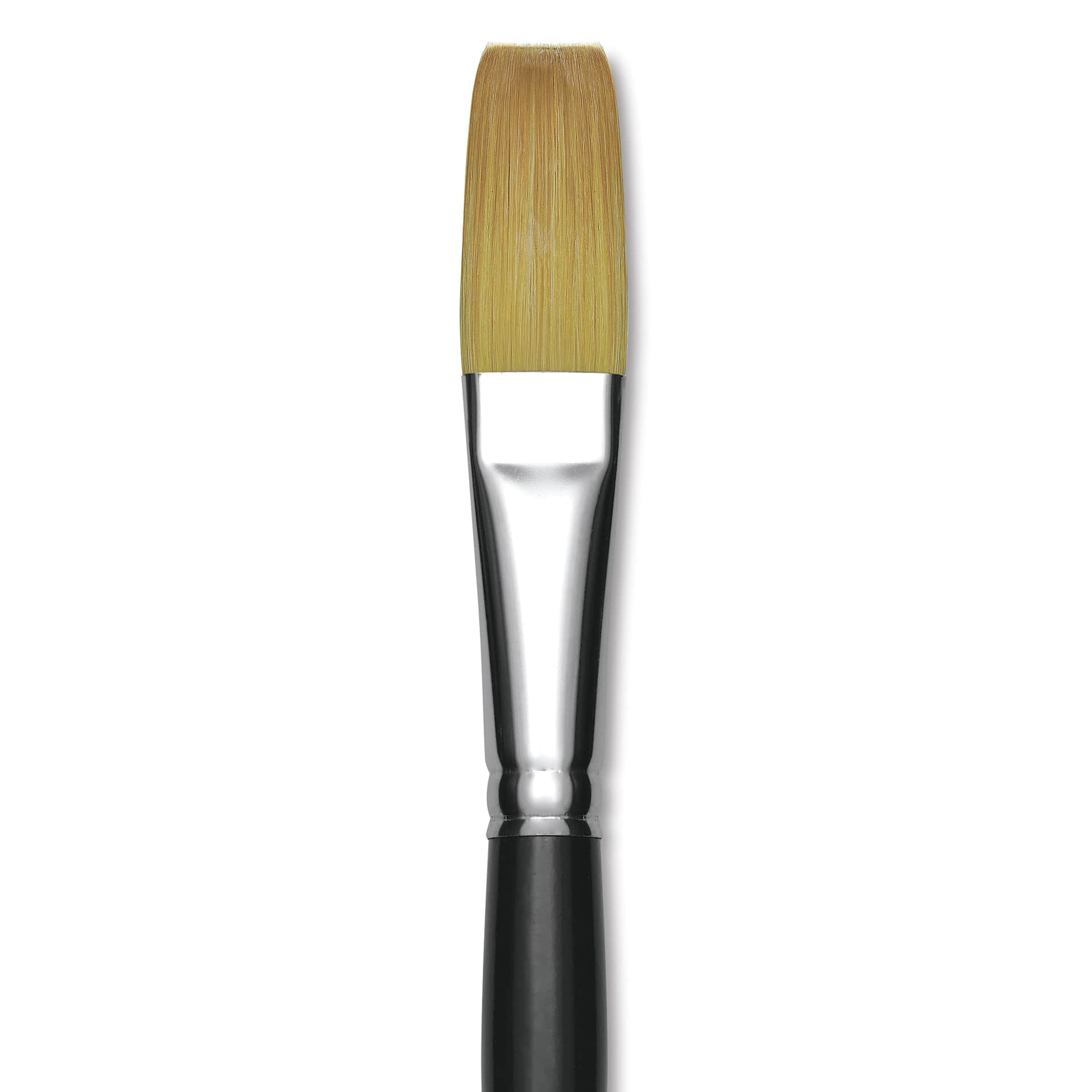 Trekell Synthetic Gold Taklon Brush - Flat, Short Handle, Size 20, close-up