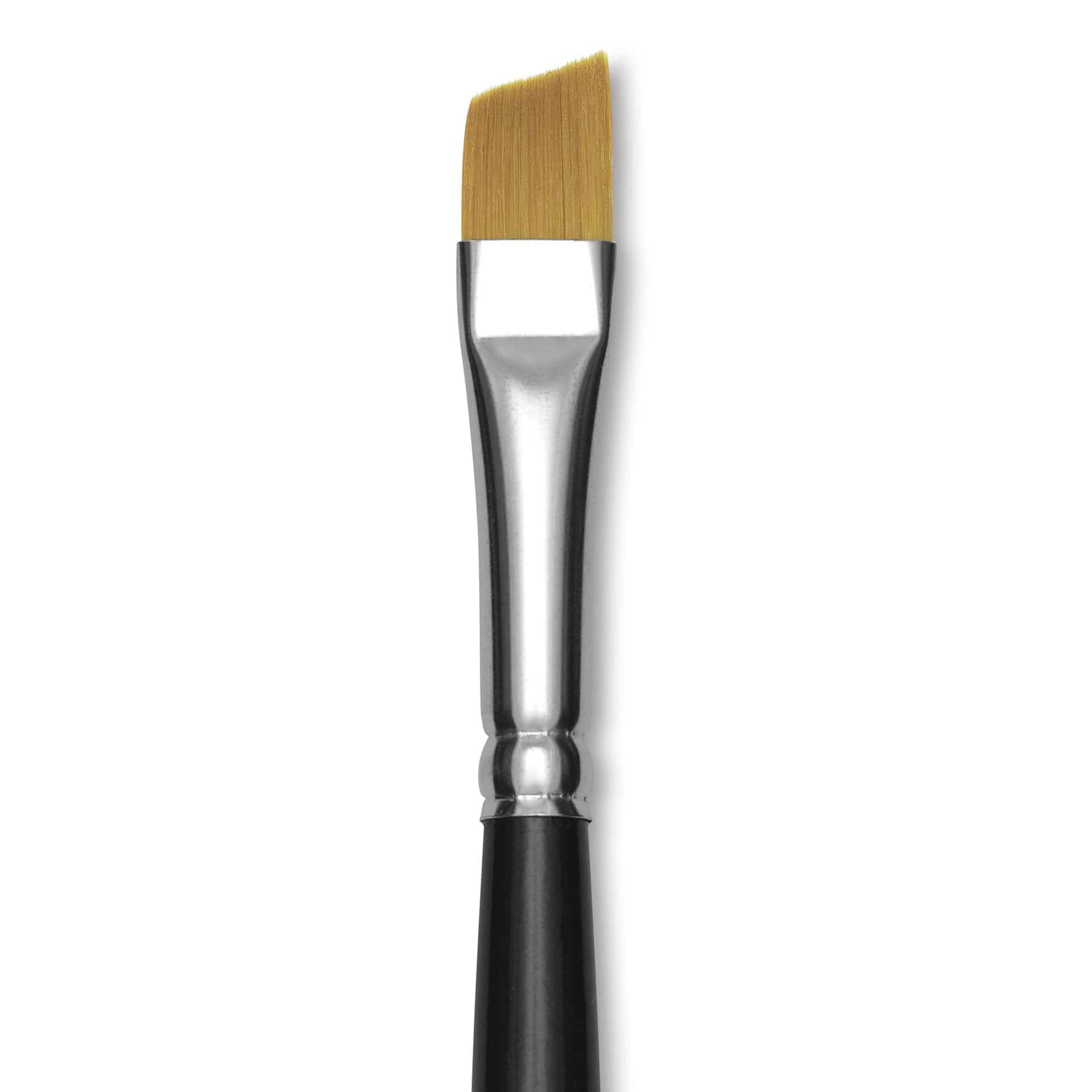 Trekell Synthetic Gold Taklon Brush - Angle, Short Handle, Size 3/8", close-up