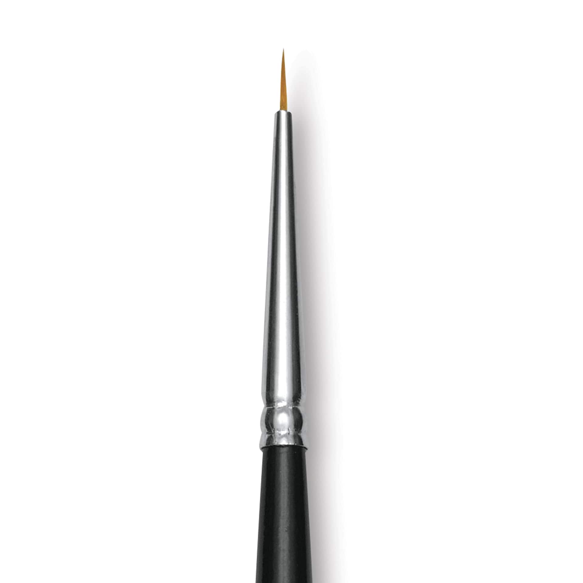 Trekell Synthetic Gold Taklon Brush - Round, Long Handle, Size 20/0, close-up