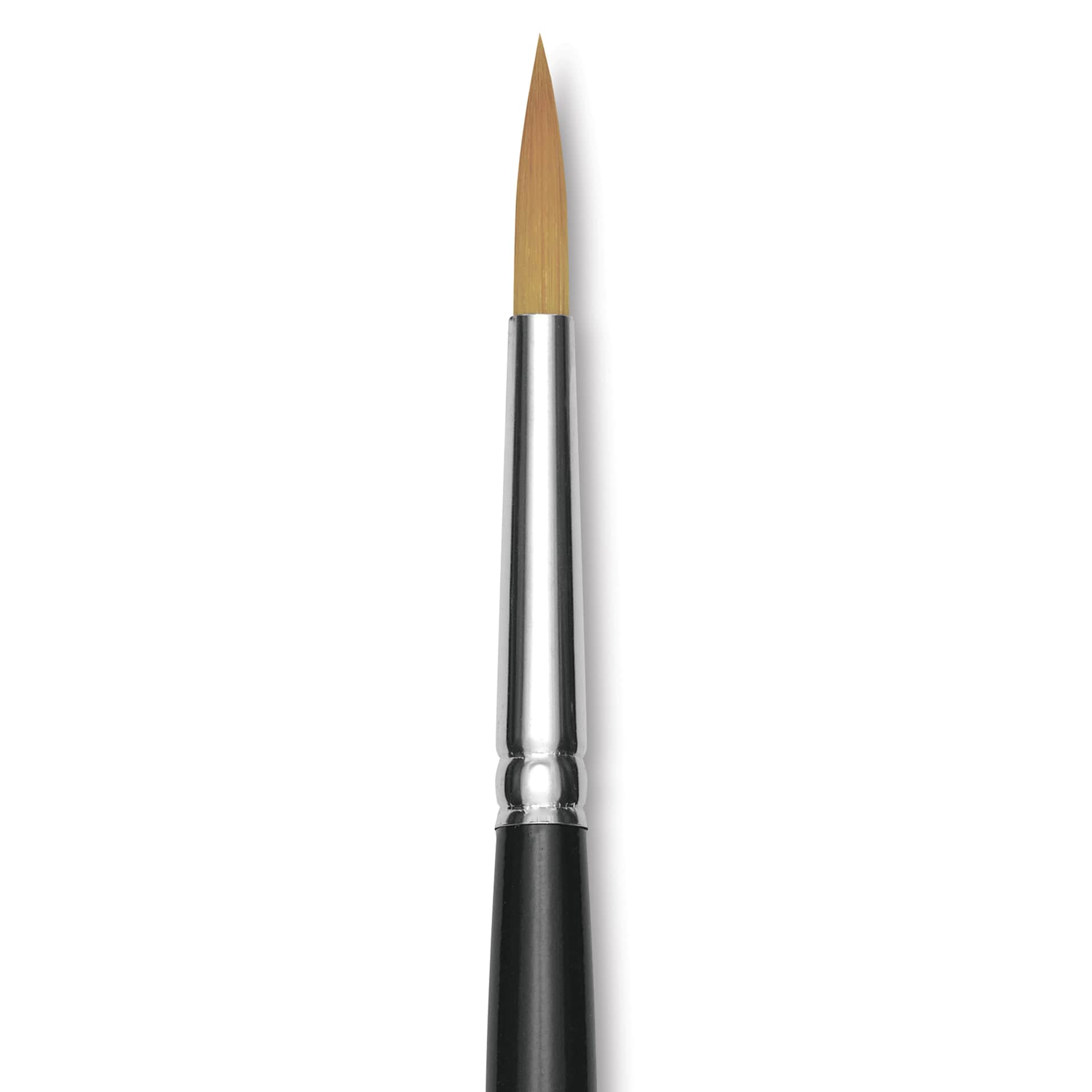 Trekell Synthetic Gold Taklon Brush - Round, Long Handle, Size 16, close-up