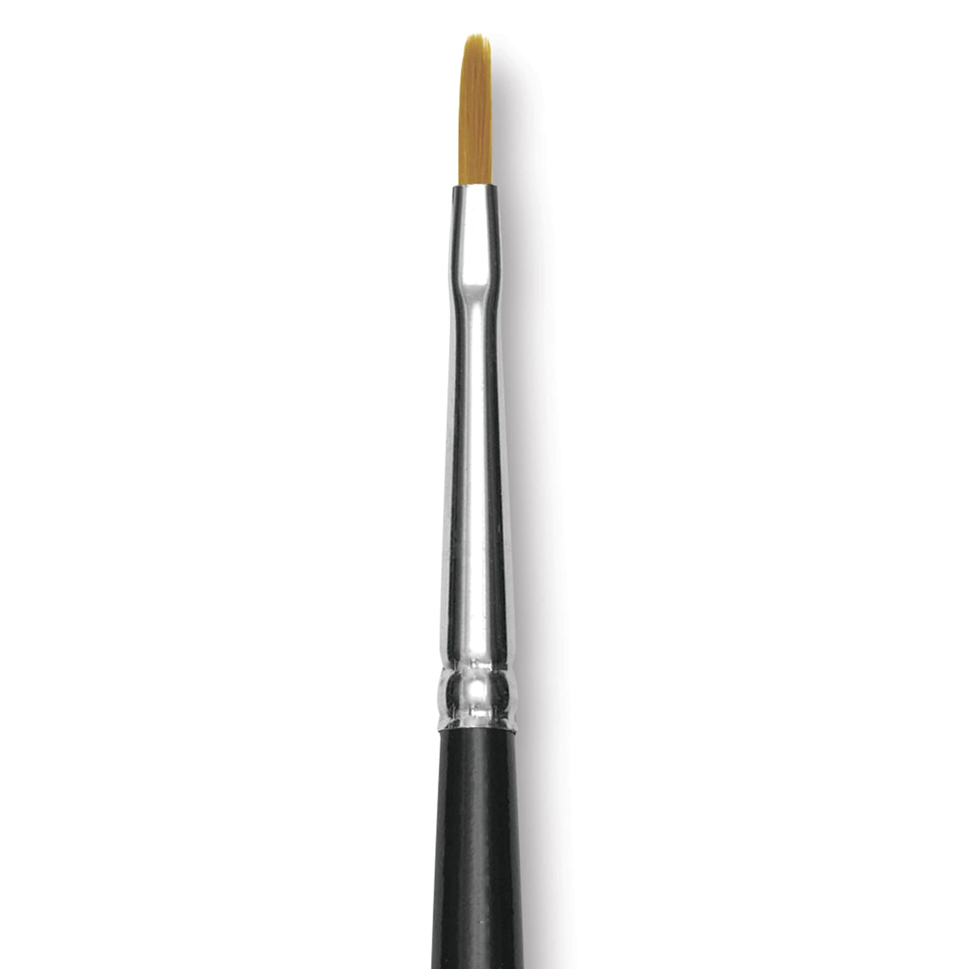 Trekell Synthetic Gold Taklon Brush - Flat, Long Handle, Size 0, close-up