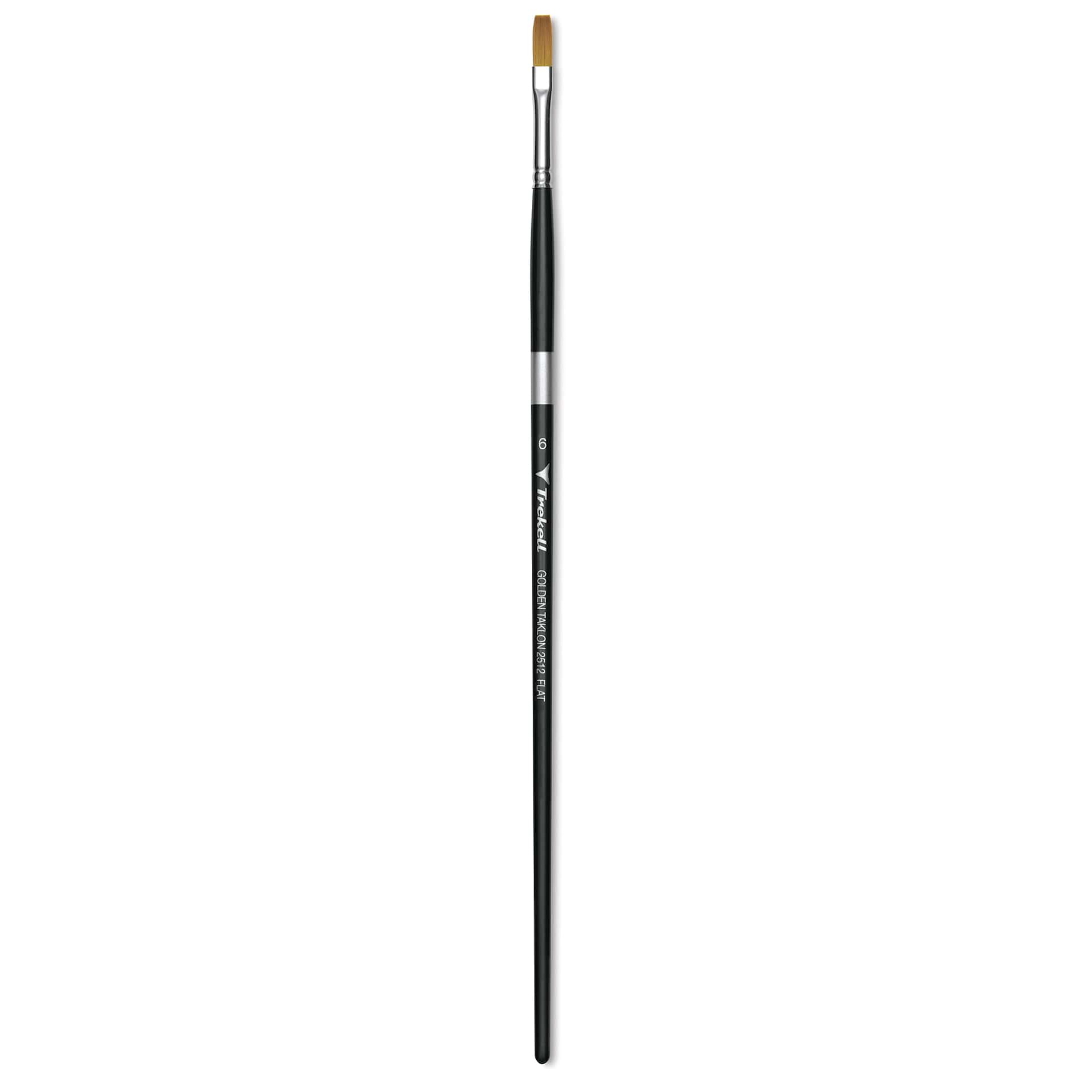 Trekell Synthetic Gold Taklon Brush - Flat, Long Handle, Size 6