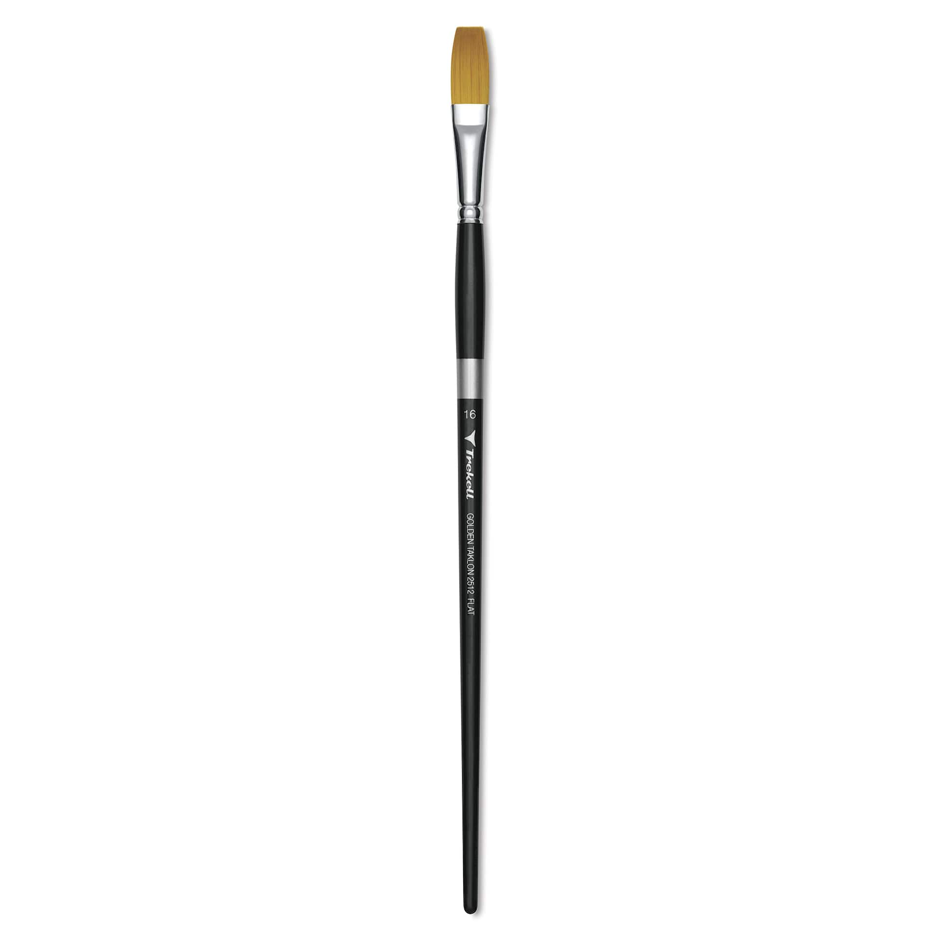 Trekell Synthetic Gold Taklon Brush - Flat, Long Handle, Size 16