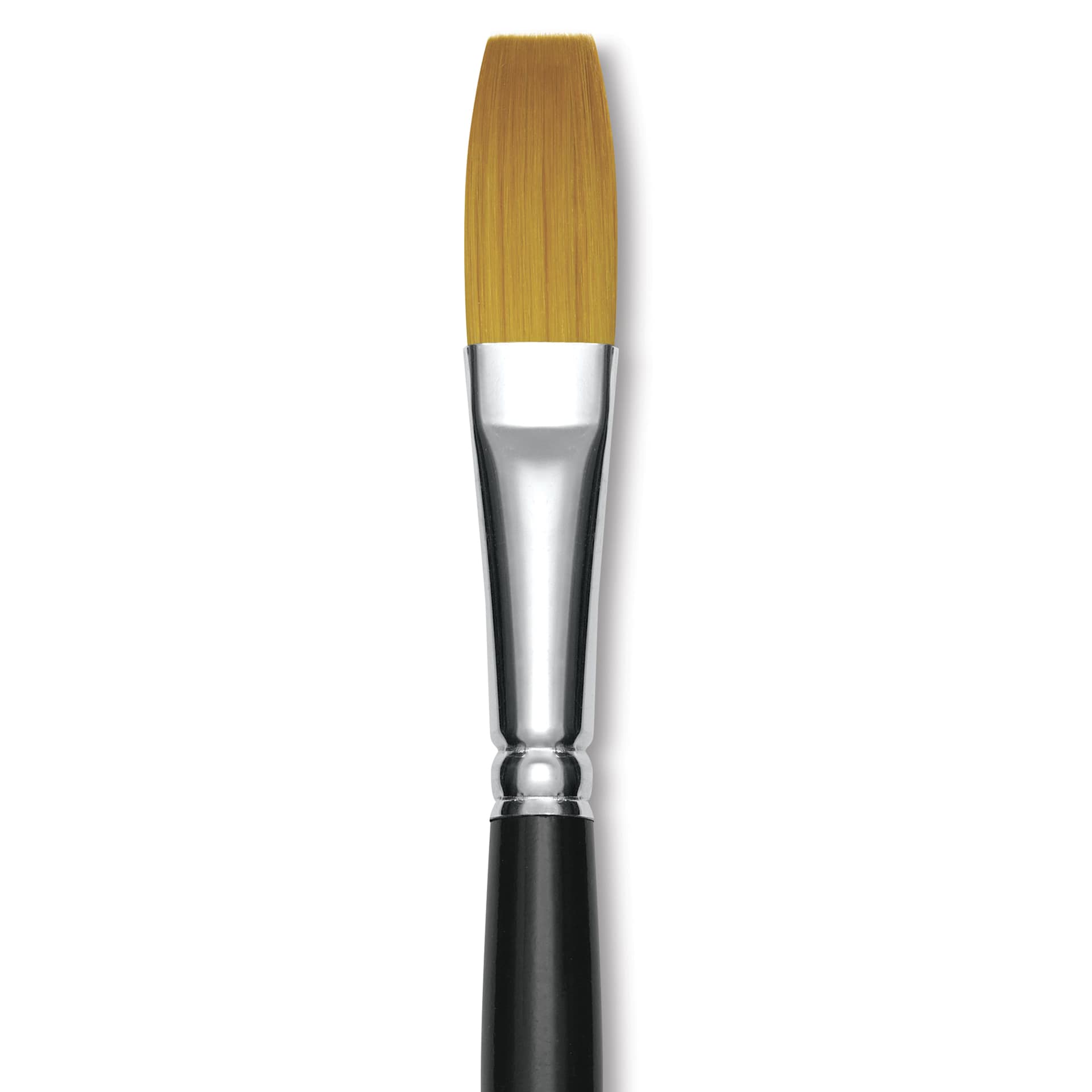 Trekell Synthetic Gold Taklon Brush - Flat, Long Handle, Size 16, close-up