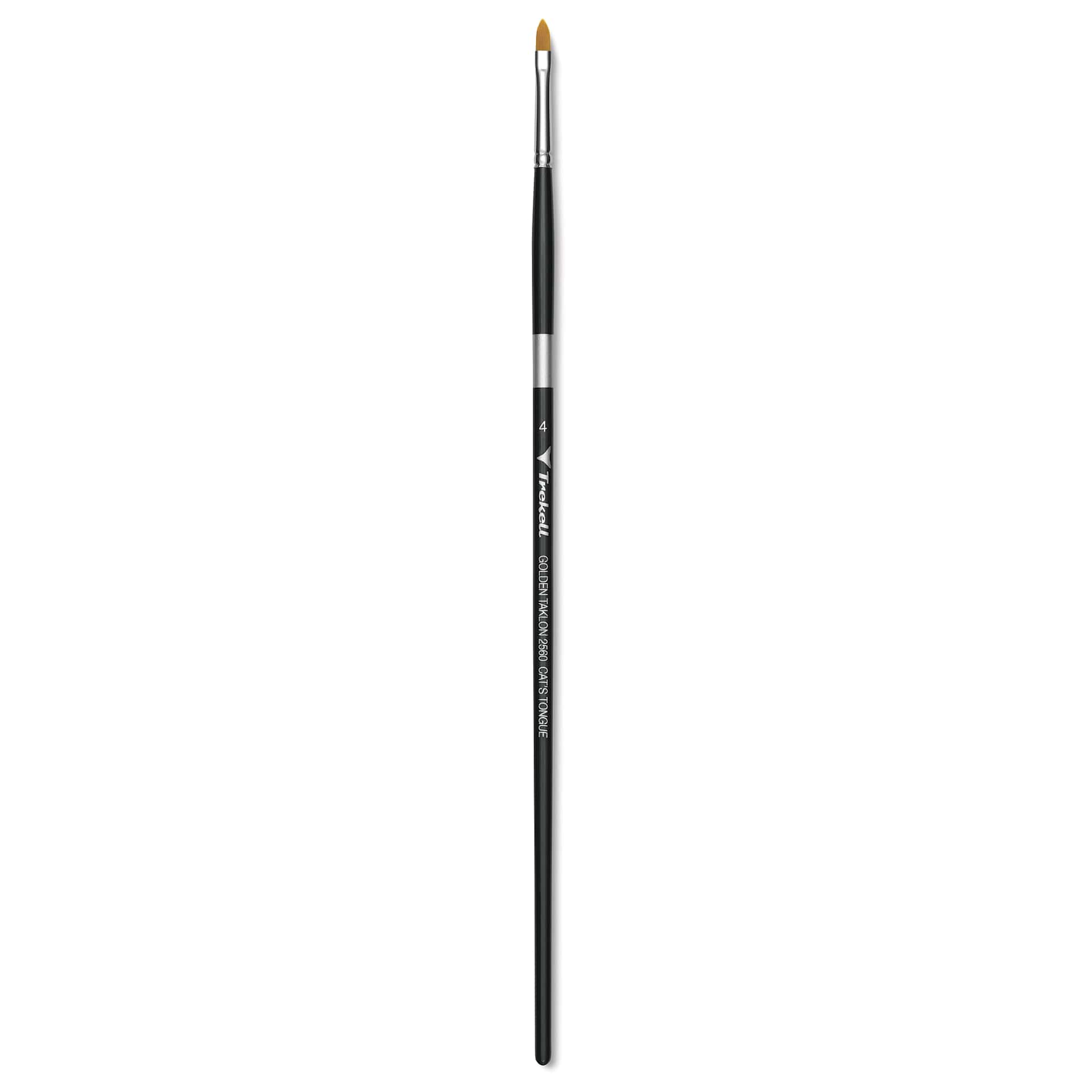 Trekell Synthetic Gold Taklon Brush - Cat's Tongue, Long Handle, Size 4