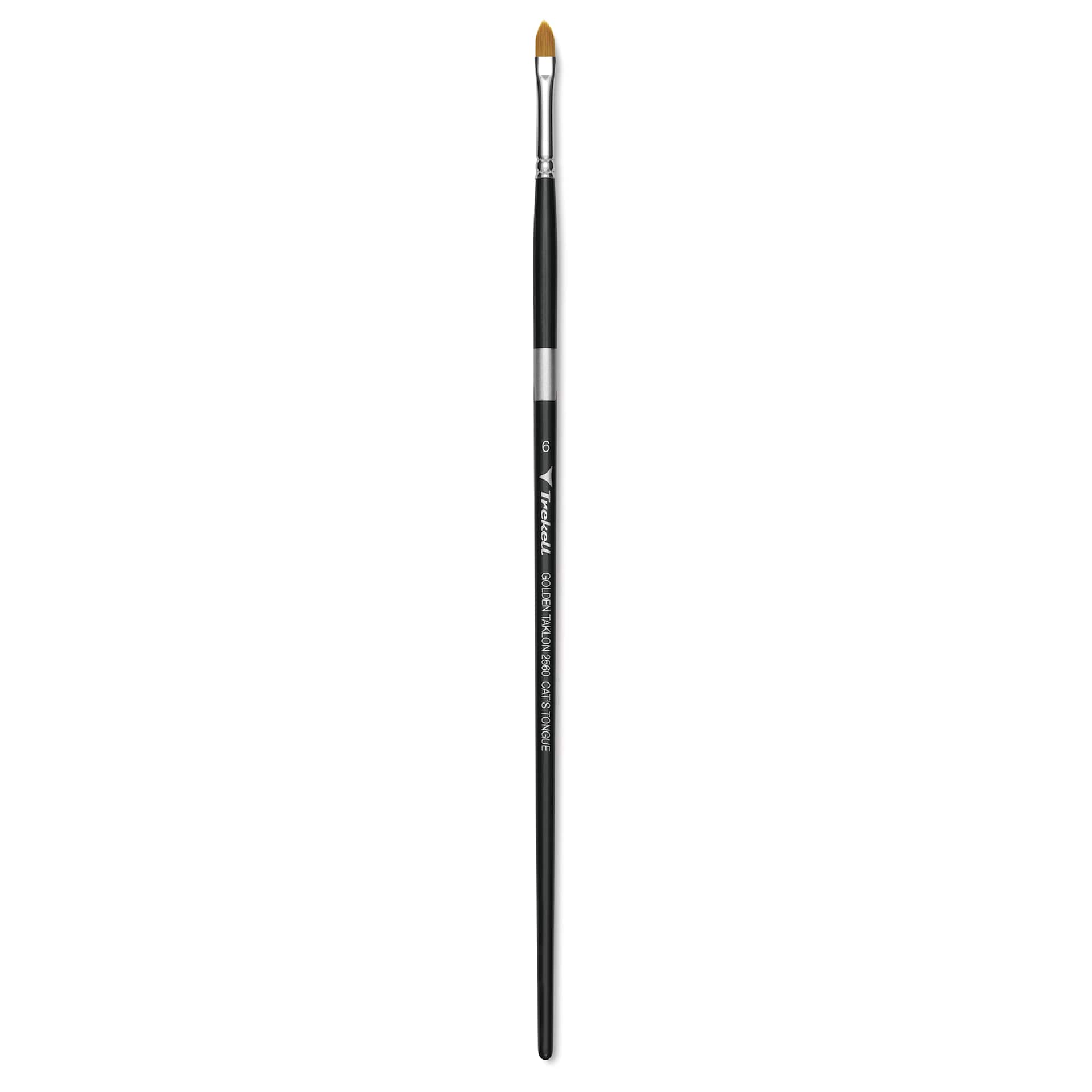 Trekell Synthetic Gold Taklon Brush - Cat's Tongue, Long Handle, Size 6
