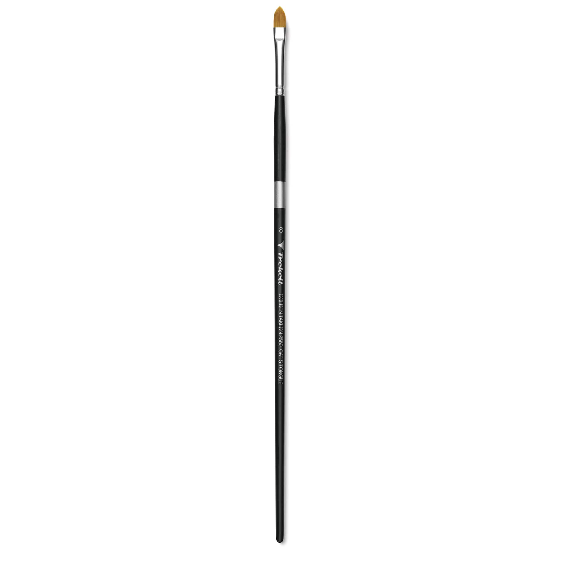 Trekell Synthetic Gold Taklon Brush - Cat's Tongue, Long Handle, Size 8