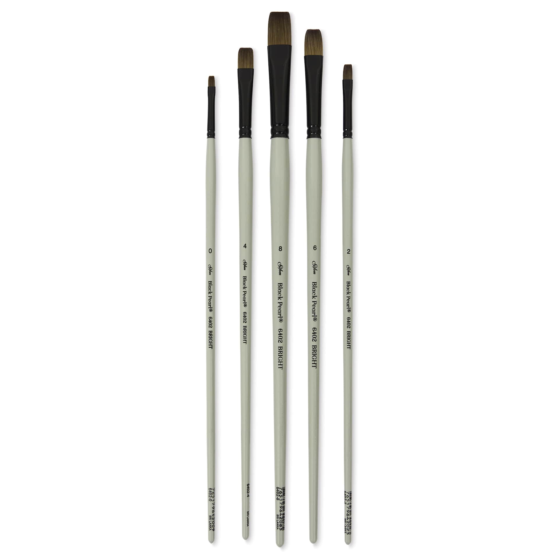 Silver Brush Black Pearl Synthetic Brushes - Landscape and Still Life Painting, Set of 5, laid out
