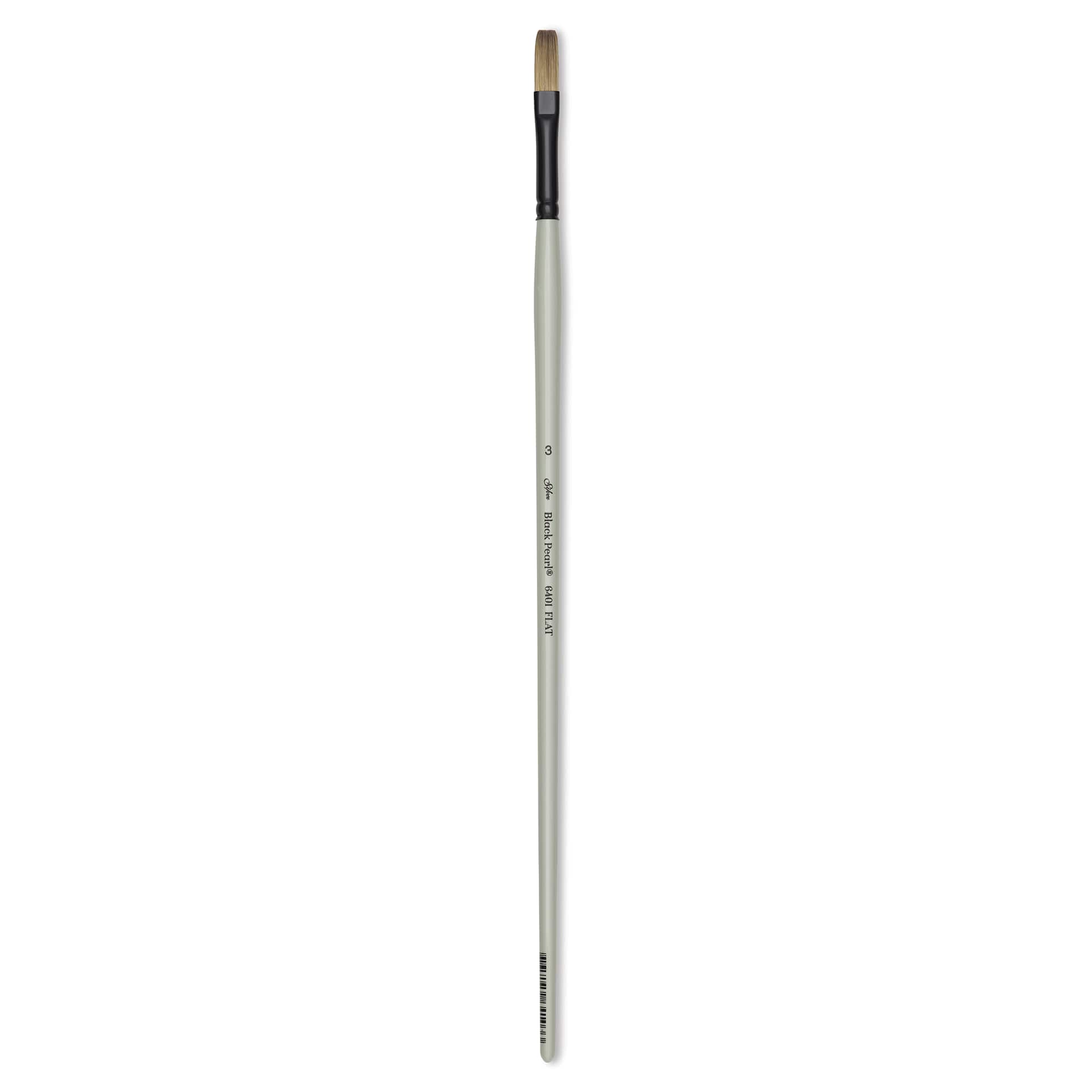 Silver Brush Black Pearl Synthetic Brush - Series 6401, Flat, Size 3, Long Handle