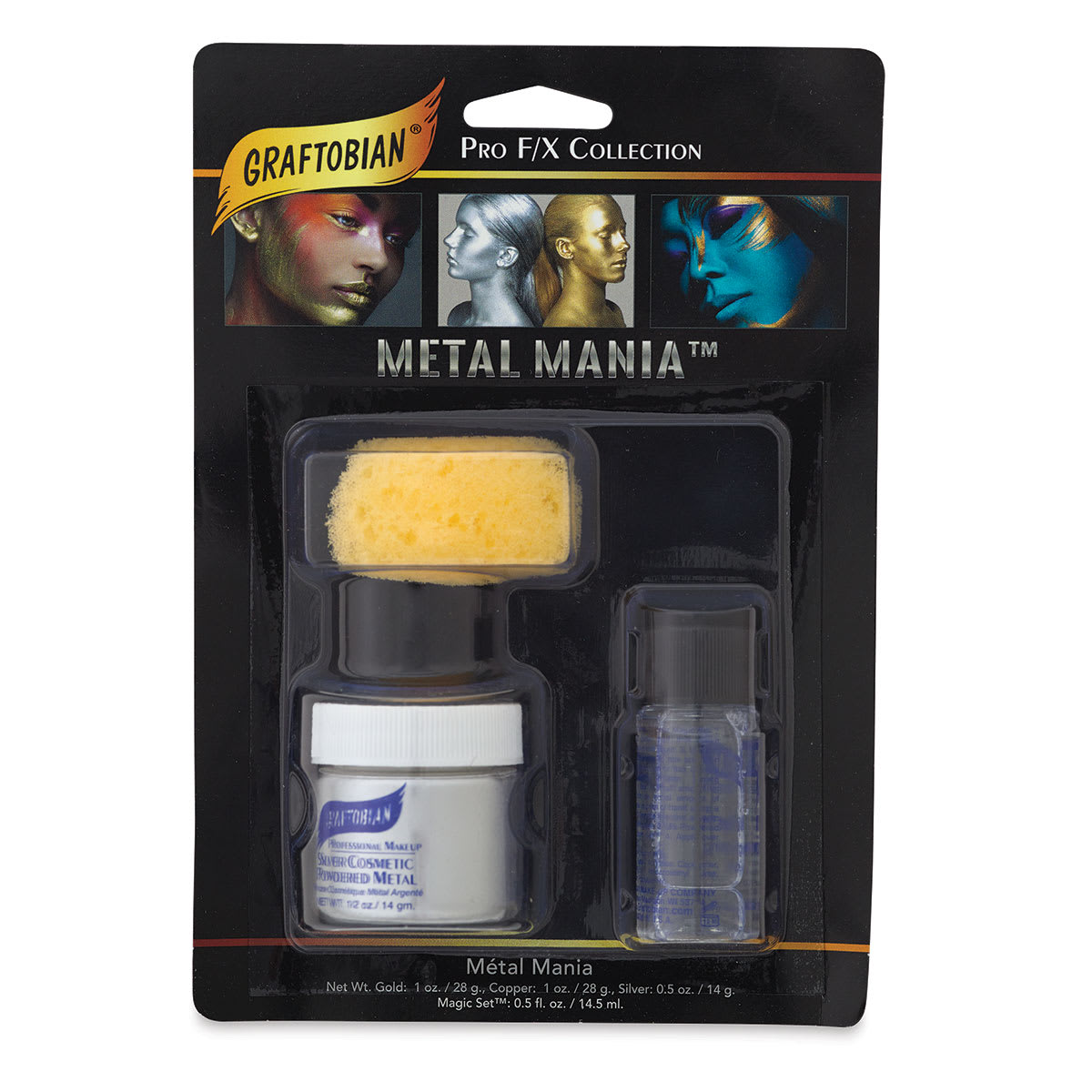 Cosmetic Powdered Metal Kits - Front of blister package of Silver Kit