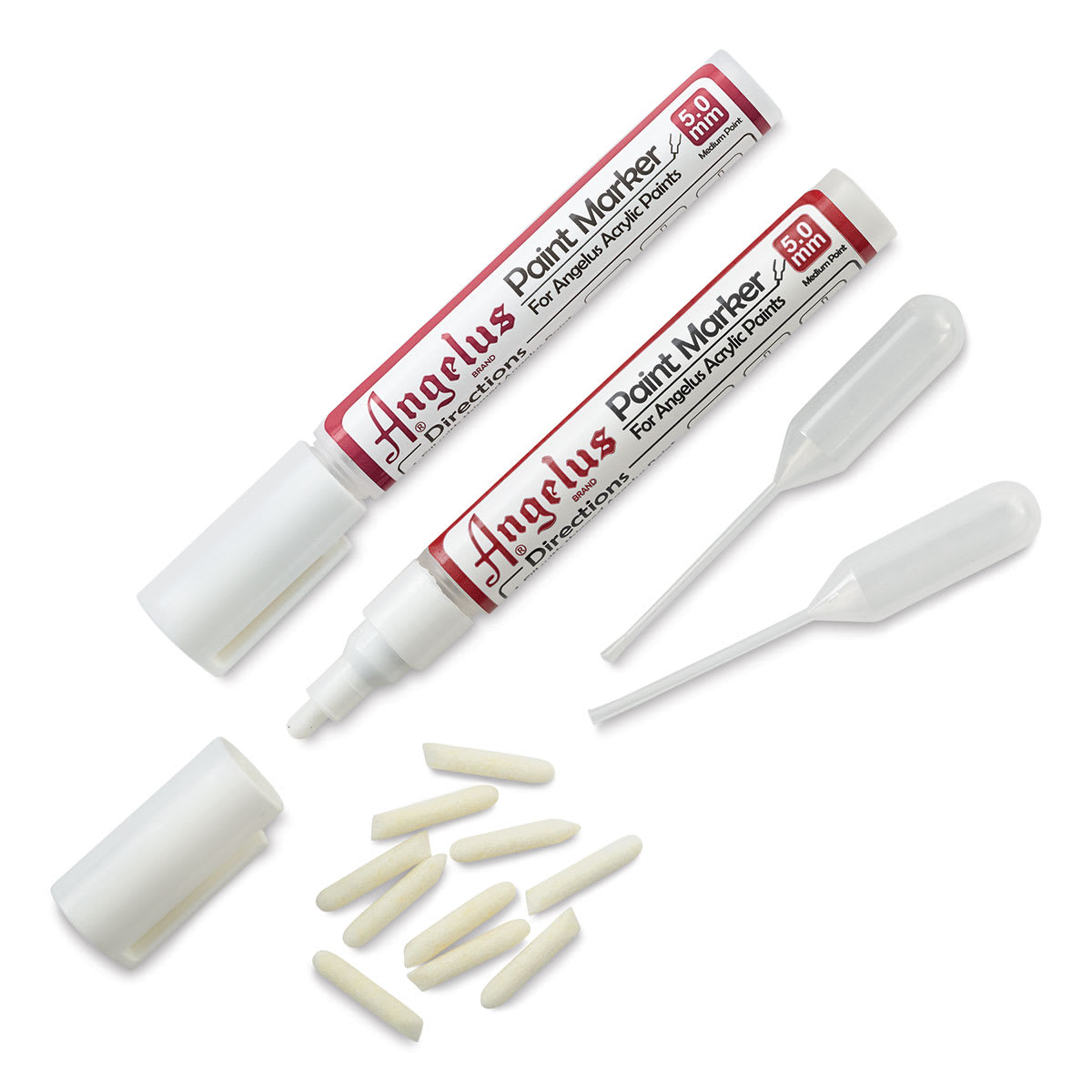 Angelus Empty Paint Marker Set - Components of 5 mm Tip Marker Set shown
