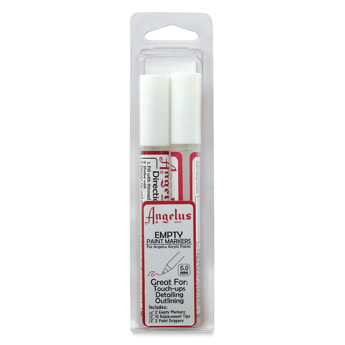 Angelus Empty Paint Marker Set - Front of blister package of 5 mm Tip Marker Set shown