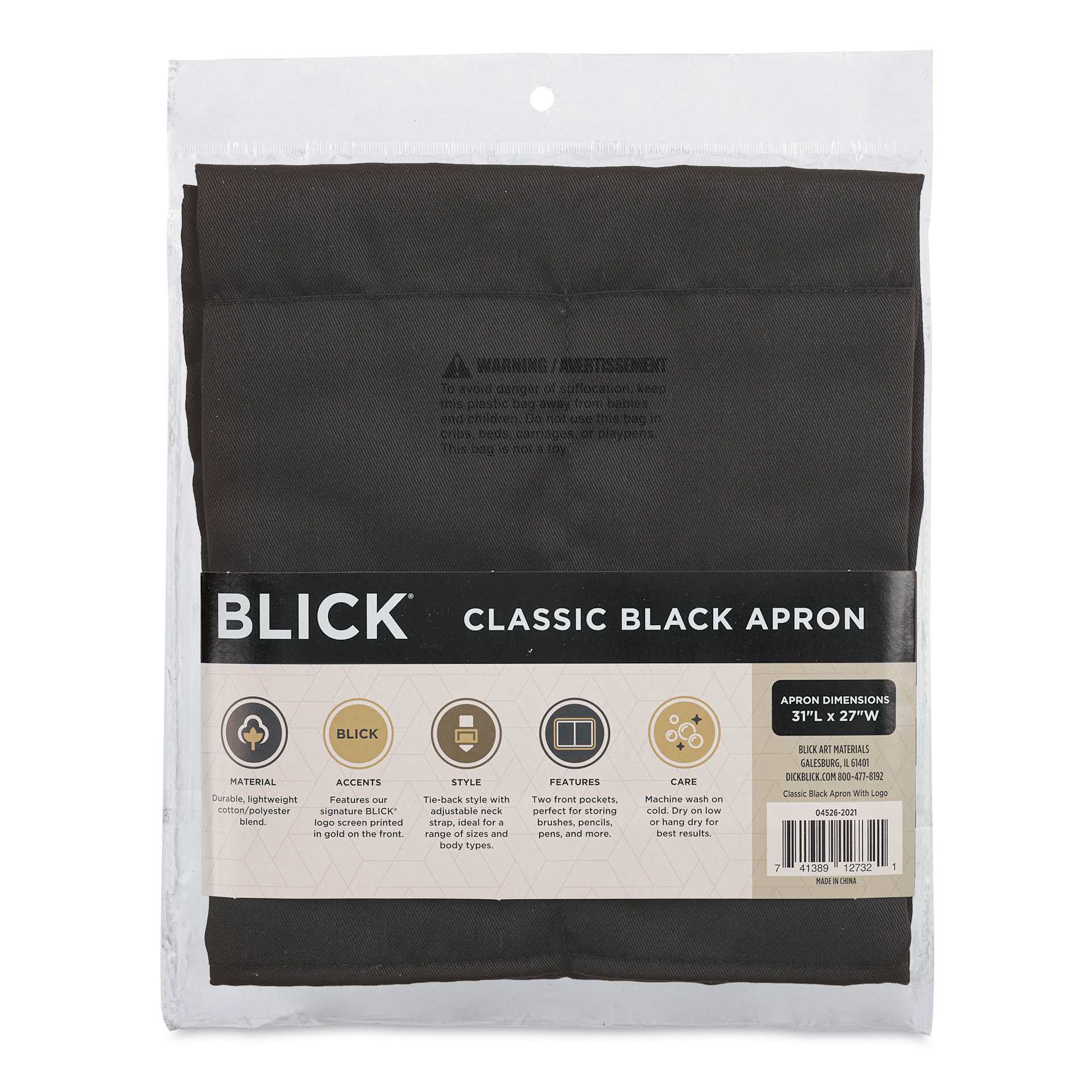 Blick Classic Black Apron with Logo back of package