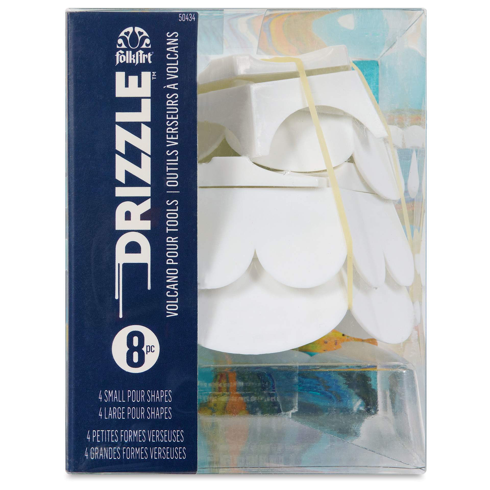 FolkArt Drizzle Volcano Paint Pour Tools - Set of 8, front of the packaging