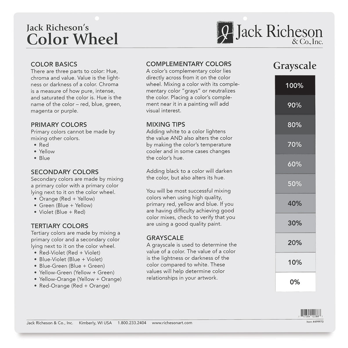 Richeson Color Wheels - Back side of Extra Large Color Wheel