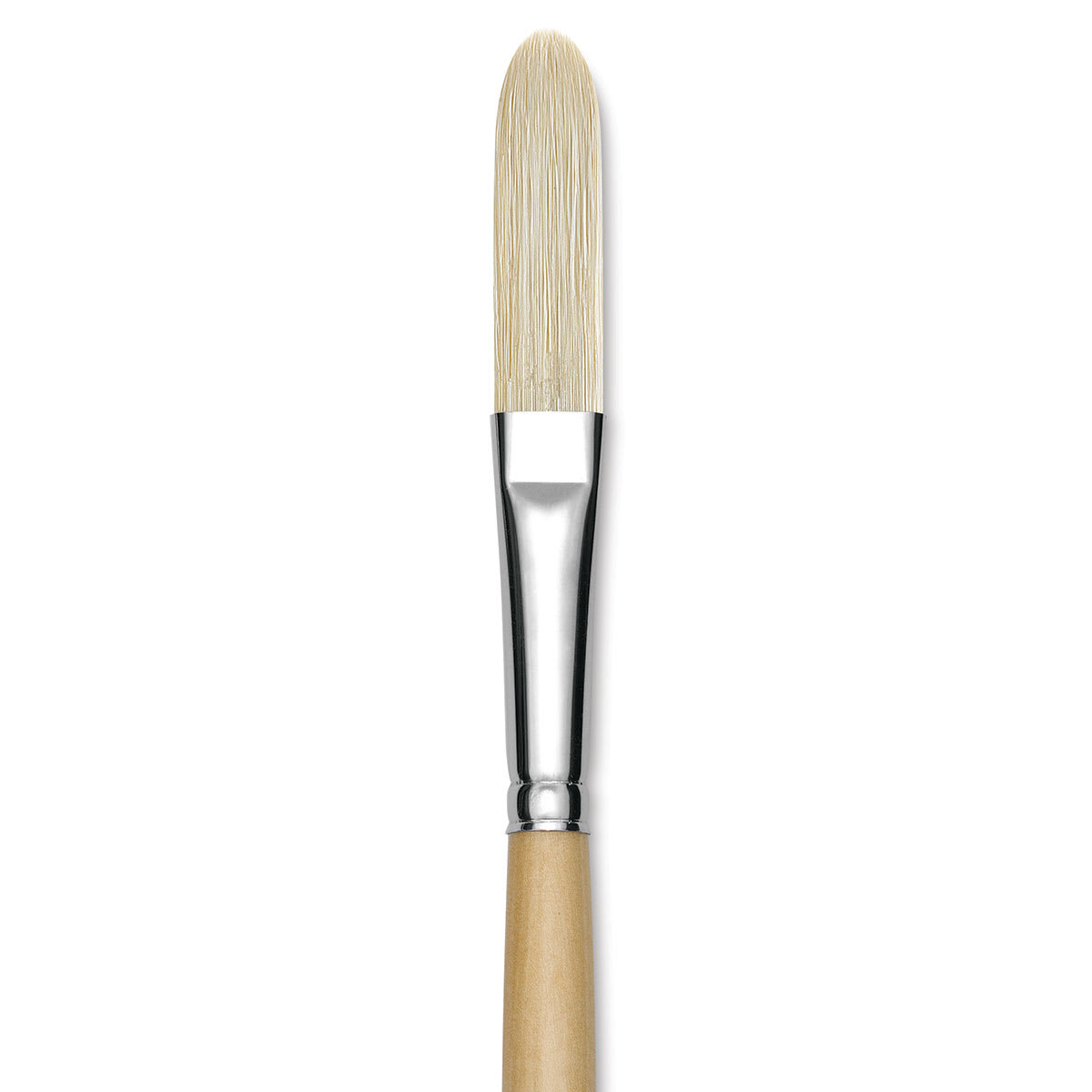 Utrecht Rhenish Pure Hog Bristle Brush - Extra Long Filbert, Size 8, Long Handle (close-up)