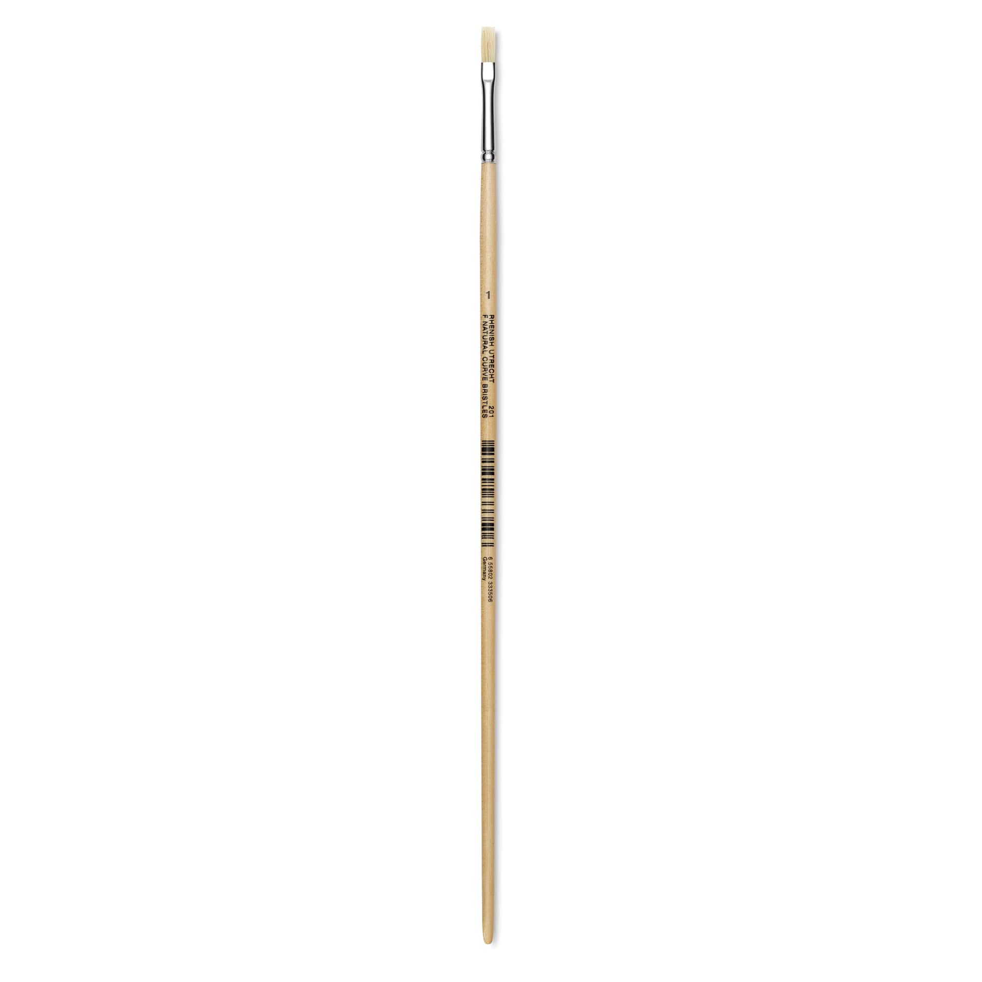 Utrecht Rhenish Pure Hog Bristle Brush - Flat, Size 1, Long Handle
