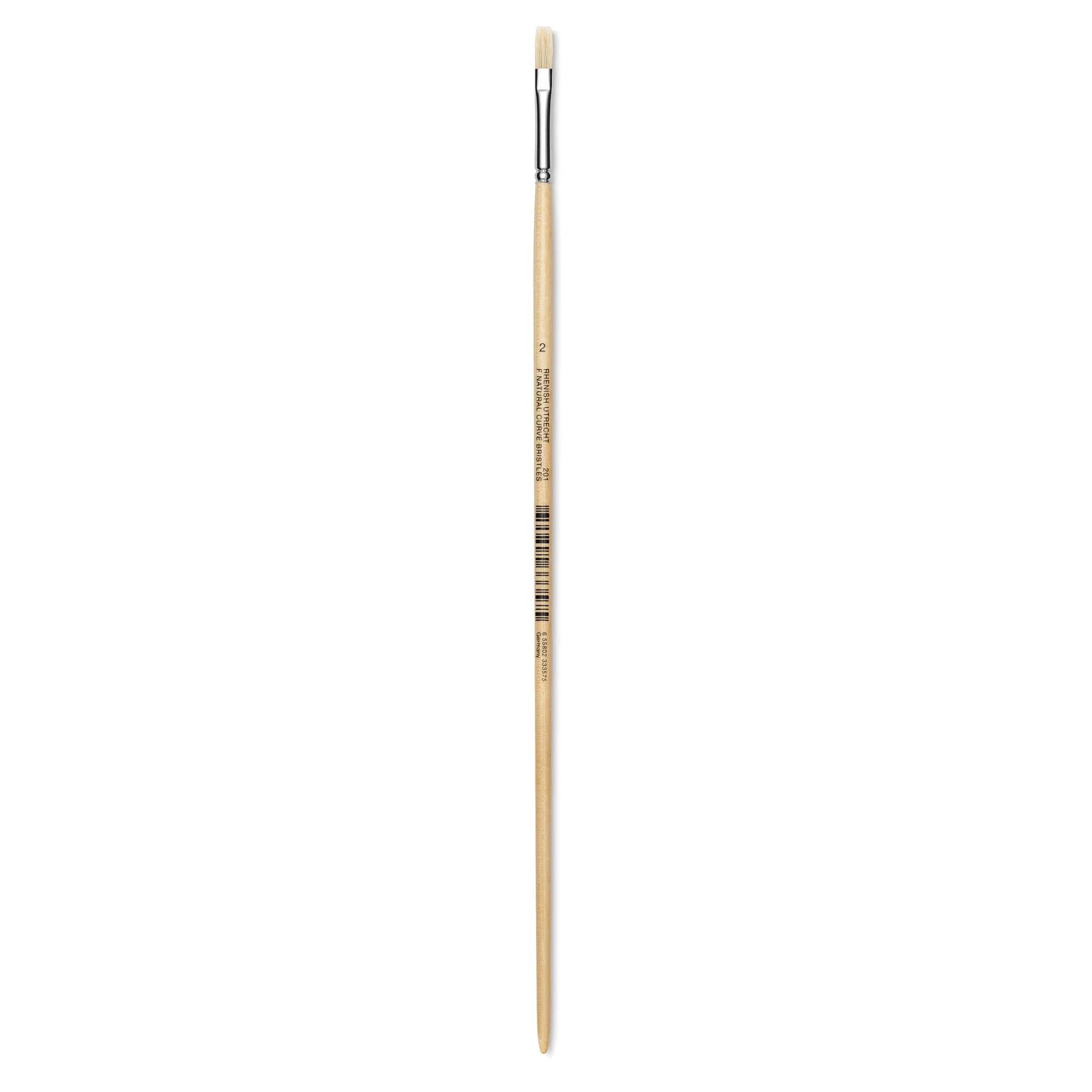 Utrecht Rhenish Pure Hog Bristle Brush - Flat, Size 2, Long Handle