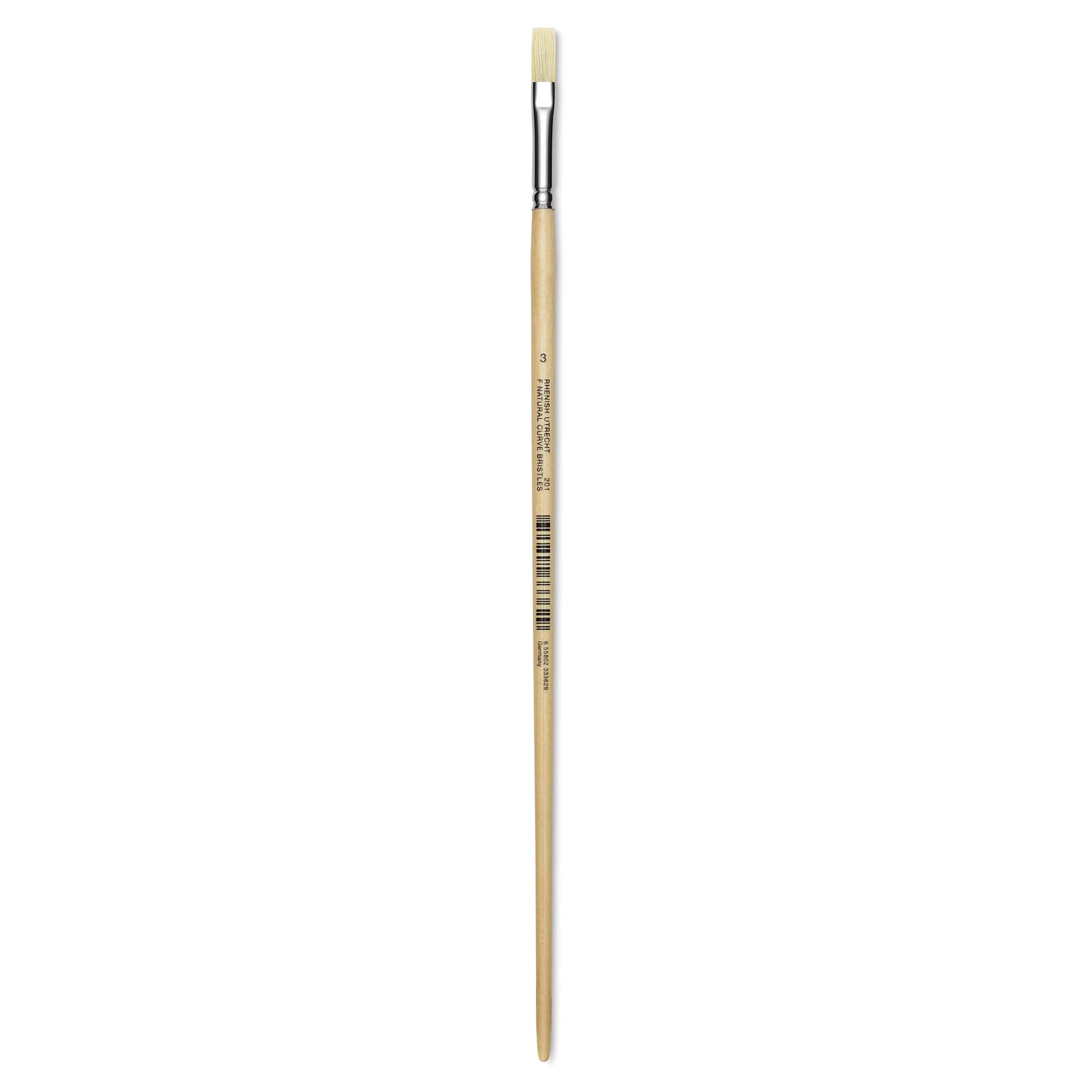 Utrecht Rhenish Pure Hog Bristle Brush - Flat, Size 3, Long Handle