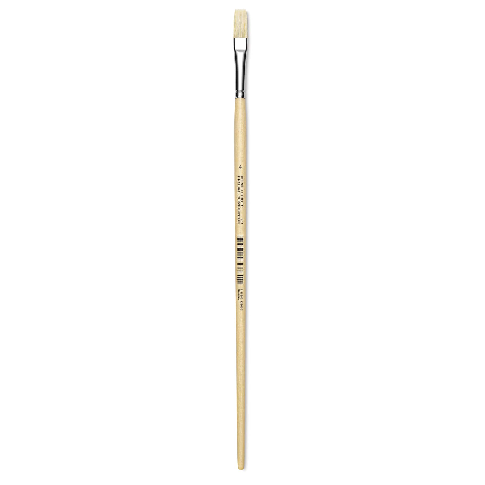 Utrecht Rhenish Pure Hog Bristle Brush - Flat, Size 4, Long Handle