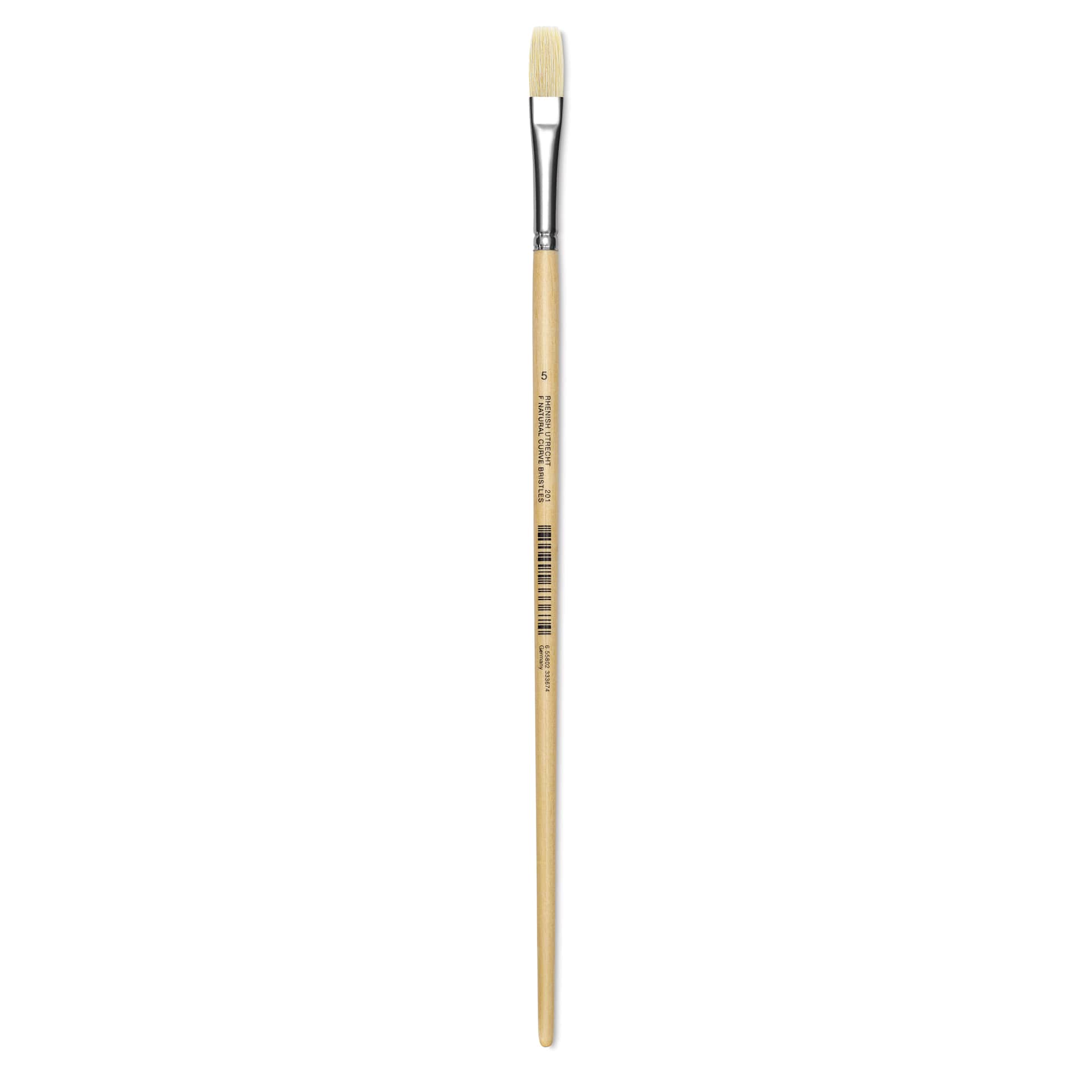 Utrecht Rhenish Pure Hog Bristle Brush - Flat, Size 5, Long Handle
