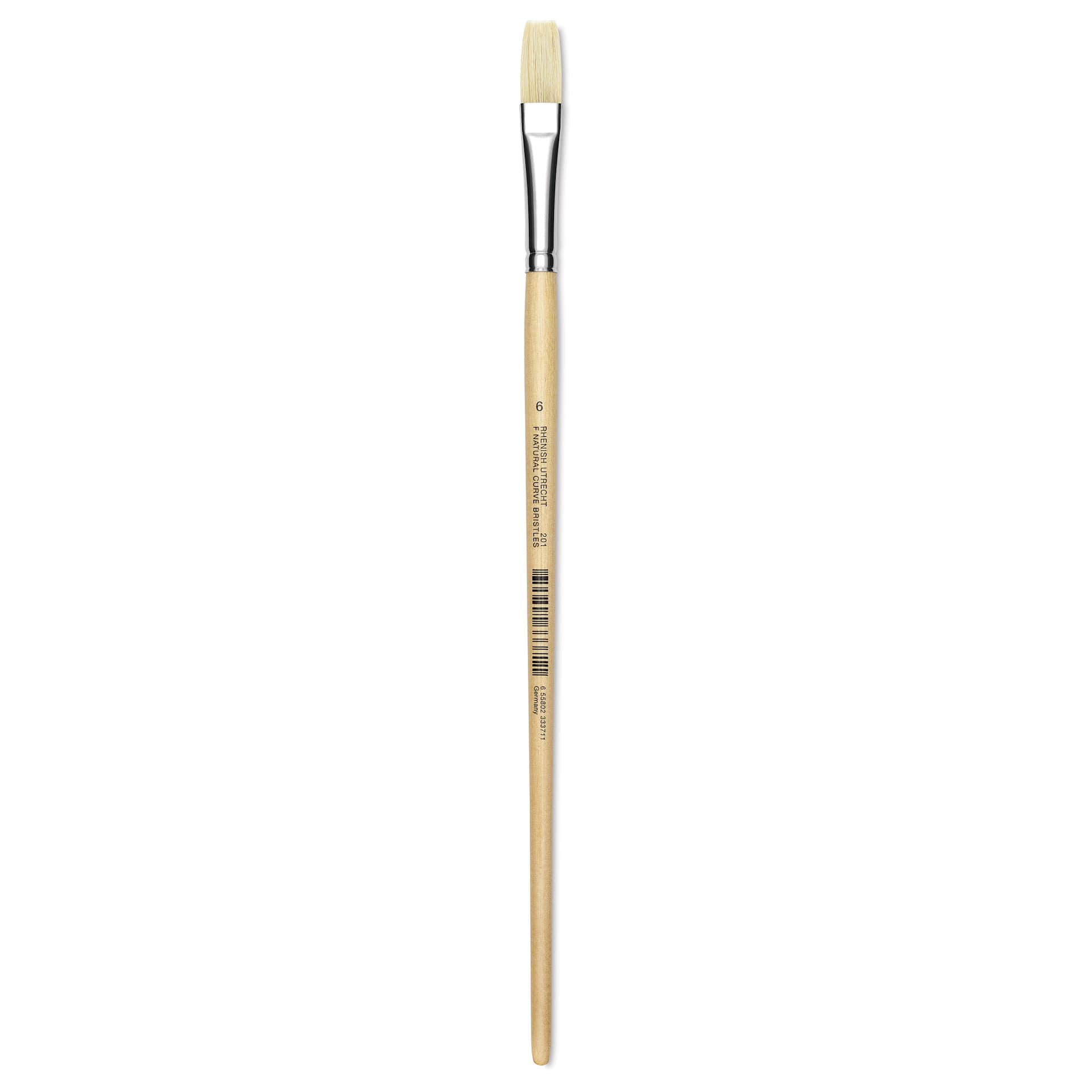 Utrecht Rhenish Pure Hog Bristle Brush - Flat, Size 6, Long Handle