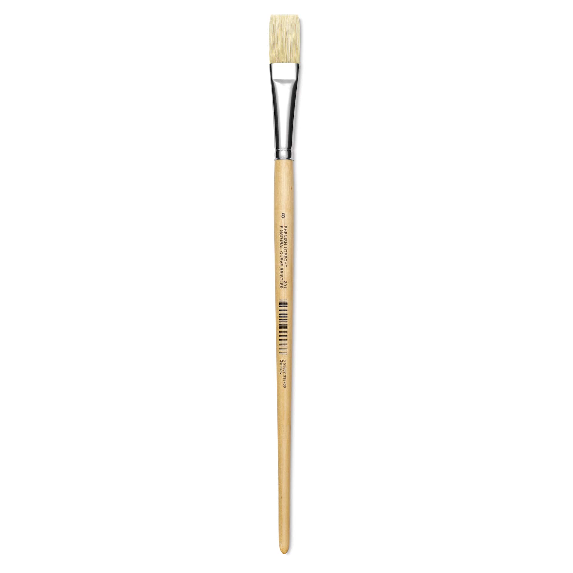 Utrecht Rhenish Pure Hog Bristle Brush - Flat, Size 8, Long Handle