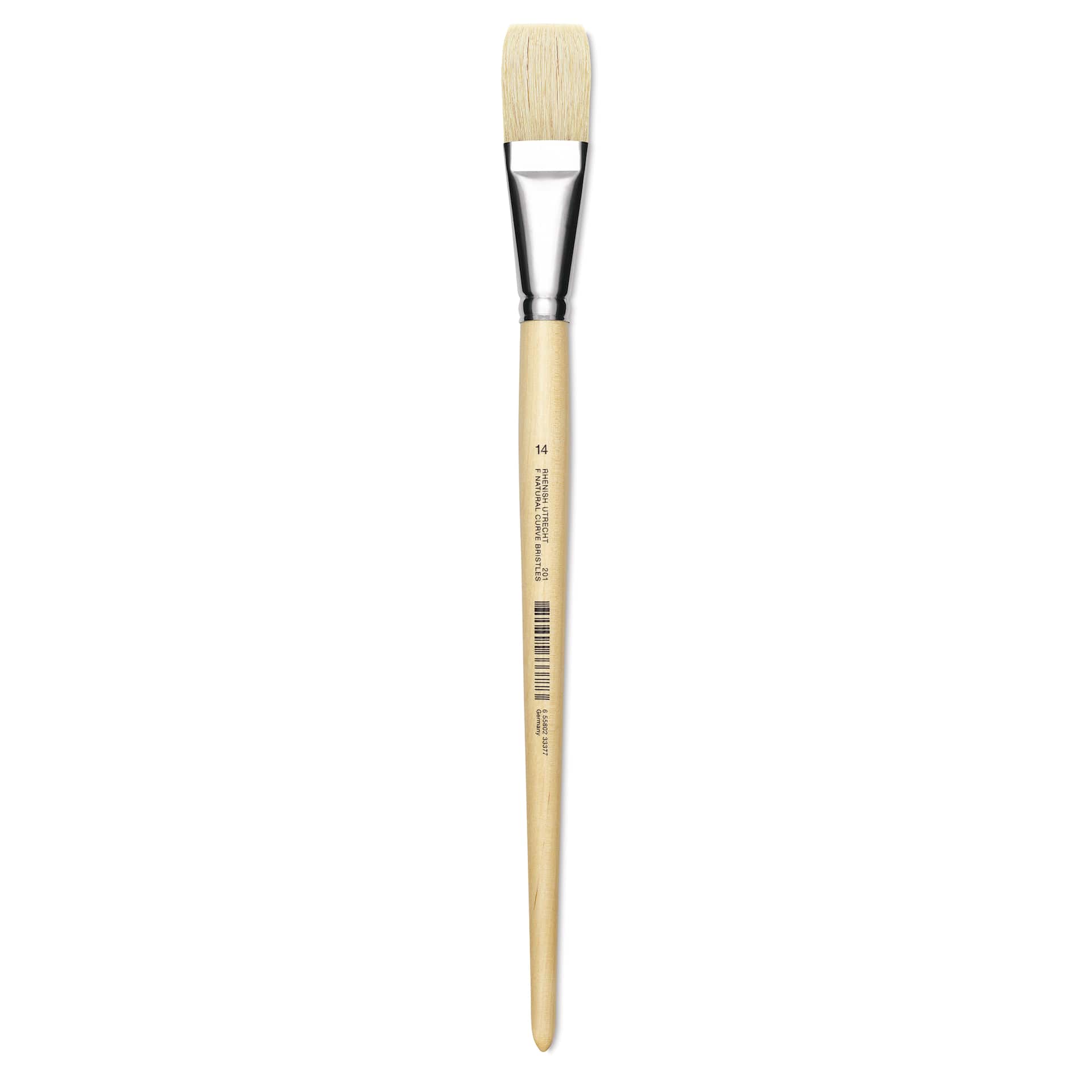 Utrecht Rhenish Pure Hog Bristle Brush - Flat, Size 14, Long Handle