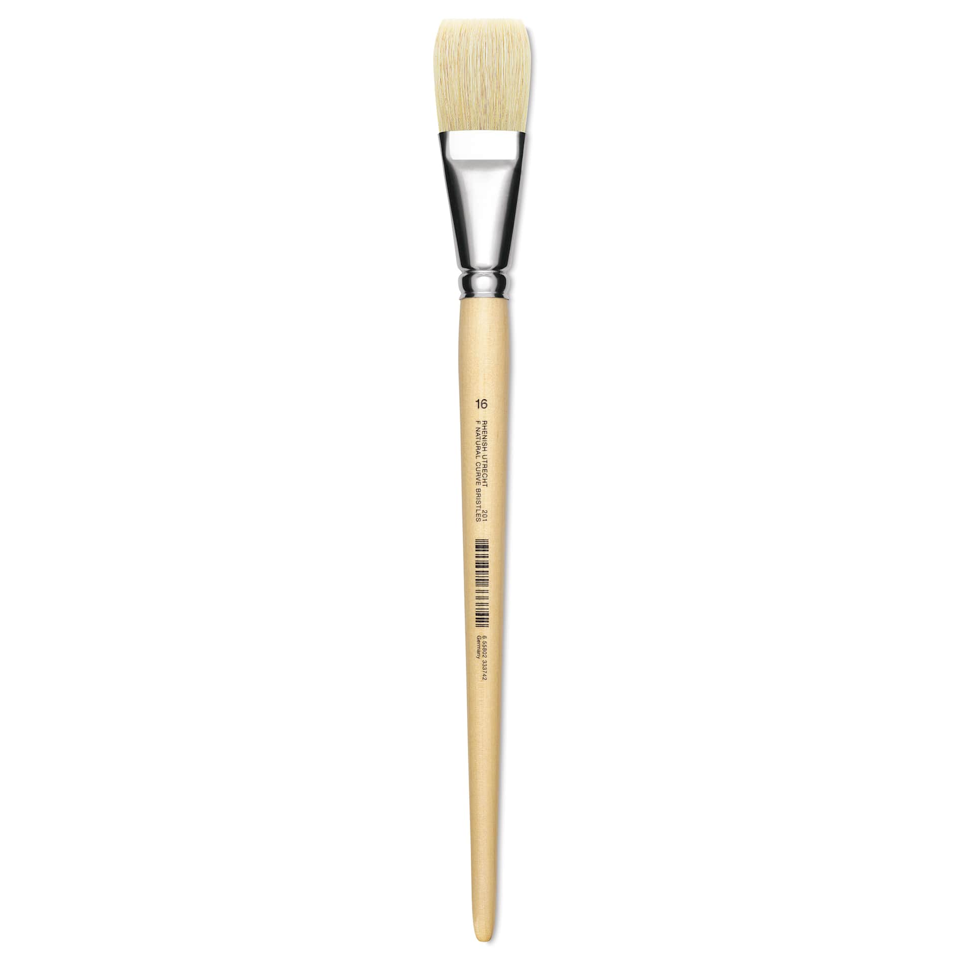 Utrecht Rhenish Pure Hog Bristle Brush - Flat, Size 16, Long Handle