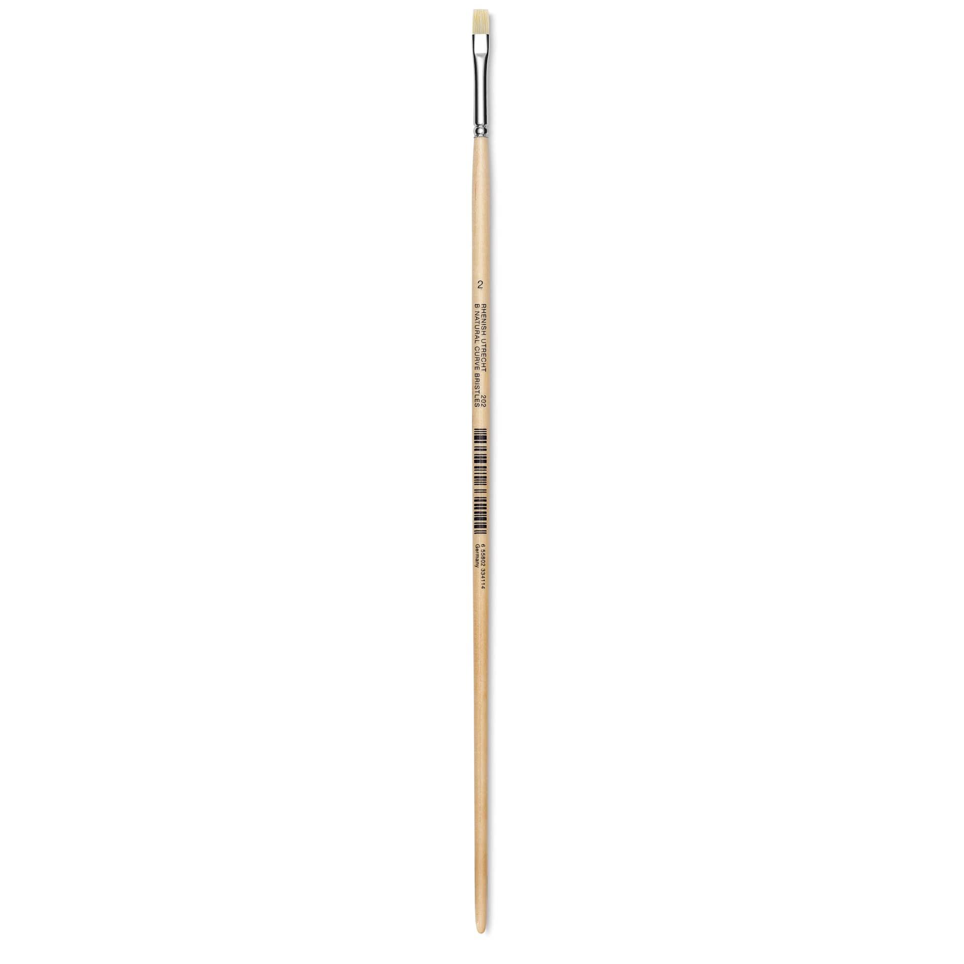 Utrecht Rhenish Pure Hog Bristle Brush - Bright, Size 2, Long Handle