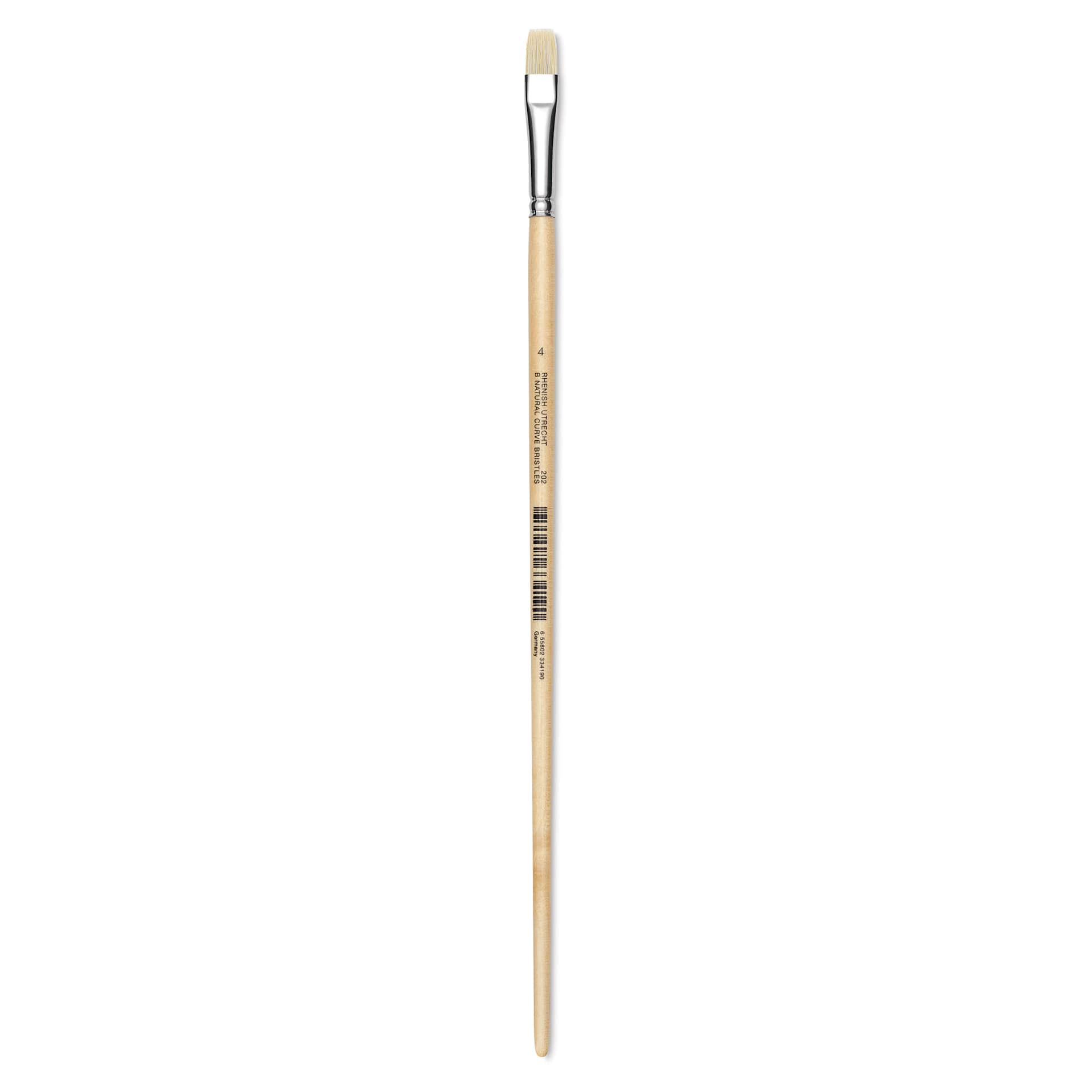 Utrecht Rhenish Pure Hog Bristle Brush - Bright, Size 4, Long Handle