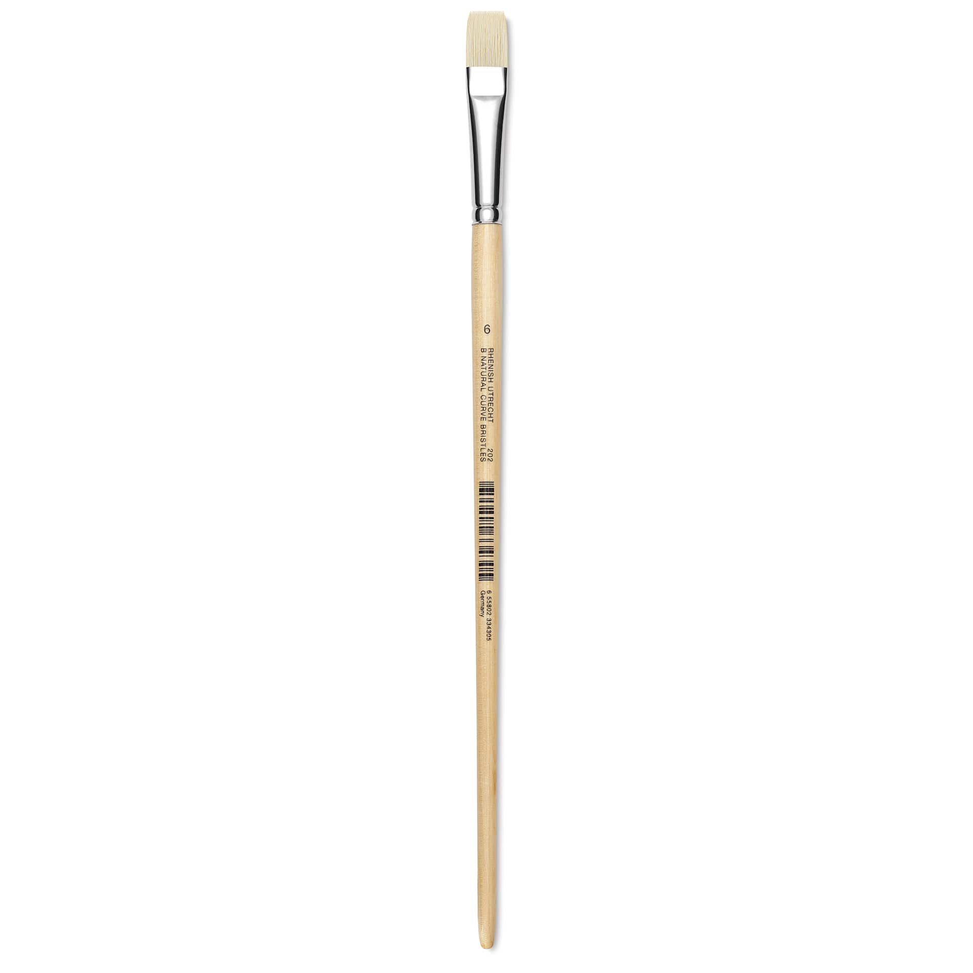 Utrecht Rhenish Pure Hog Bristle Brush - Bright, Size 6, Long Handle