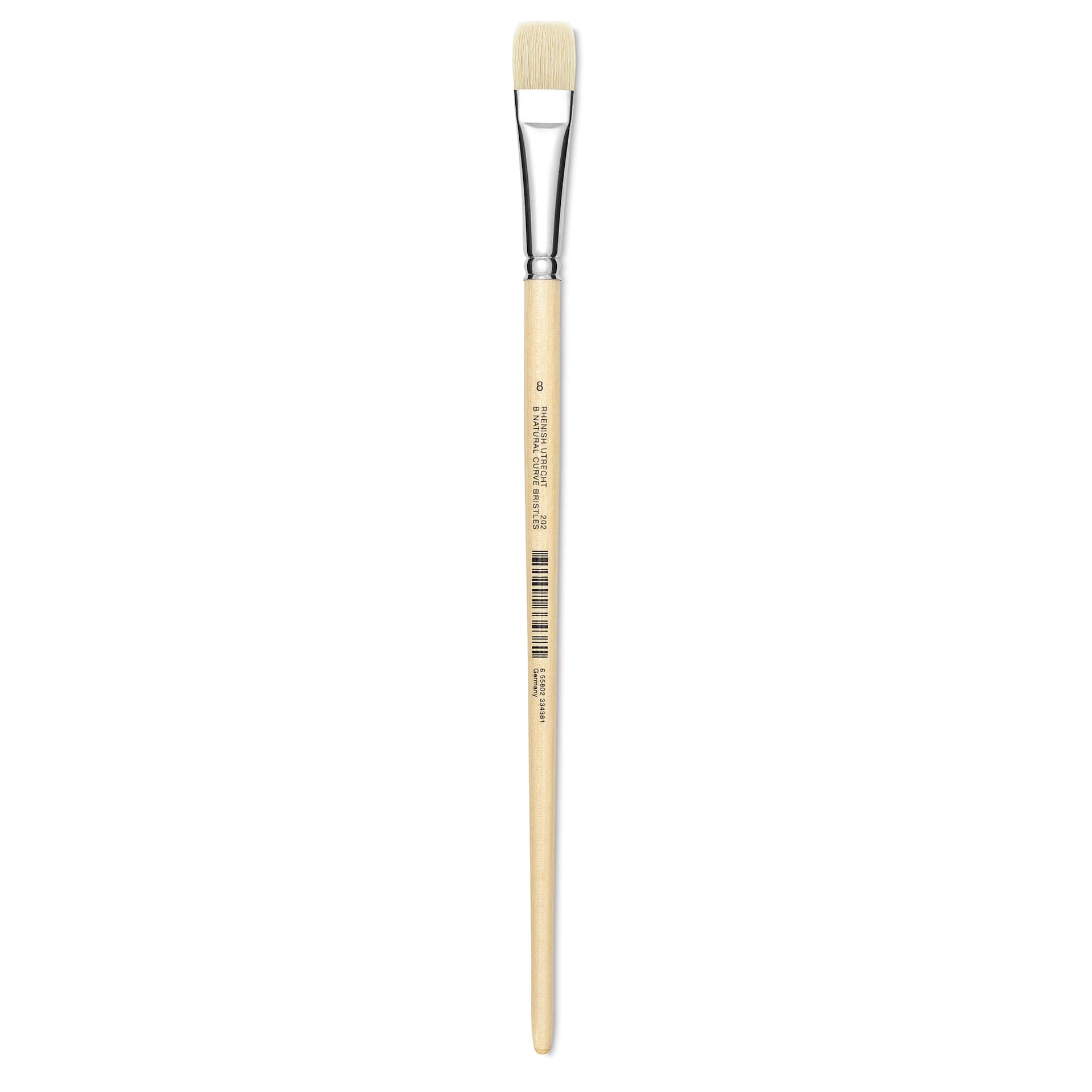 Utrecht Rhenish Pure Hog Bristle Brush - Bright, Size 8, Long Handle