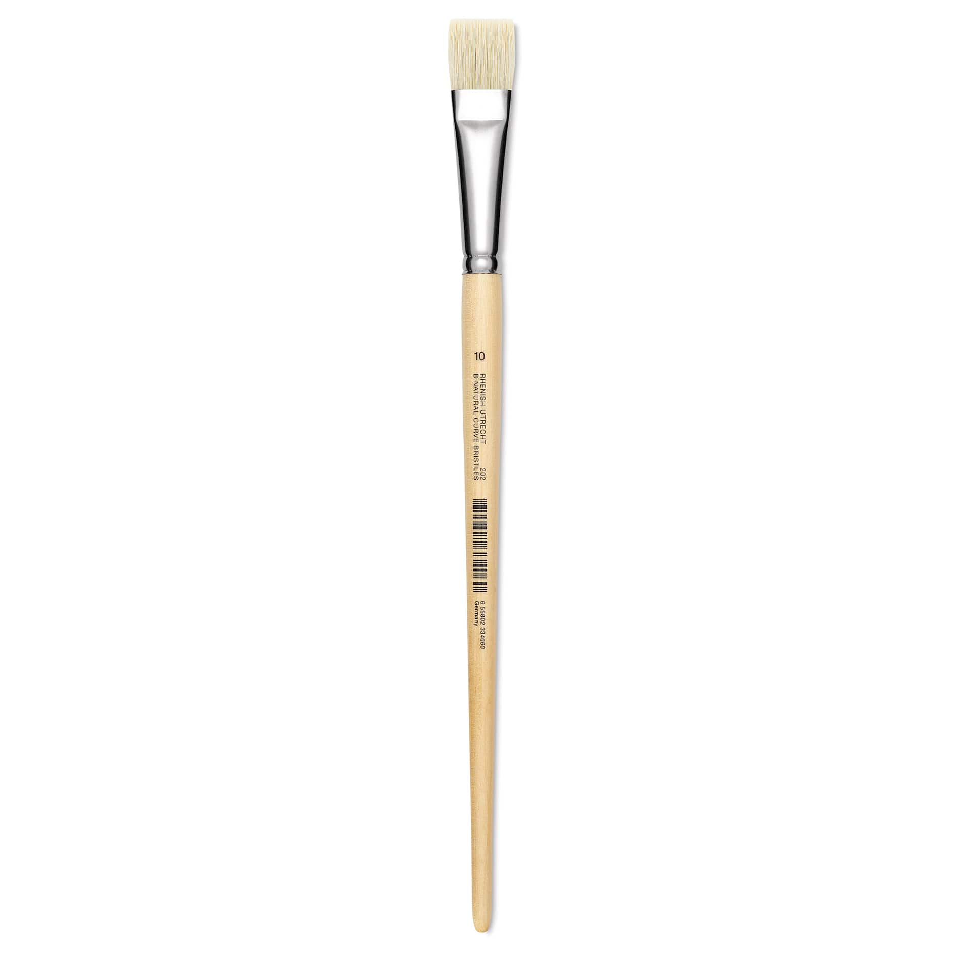 Utrecht Rhenish Pure Hog Bristle Brush - Bright, Size 10, Long Handle