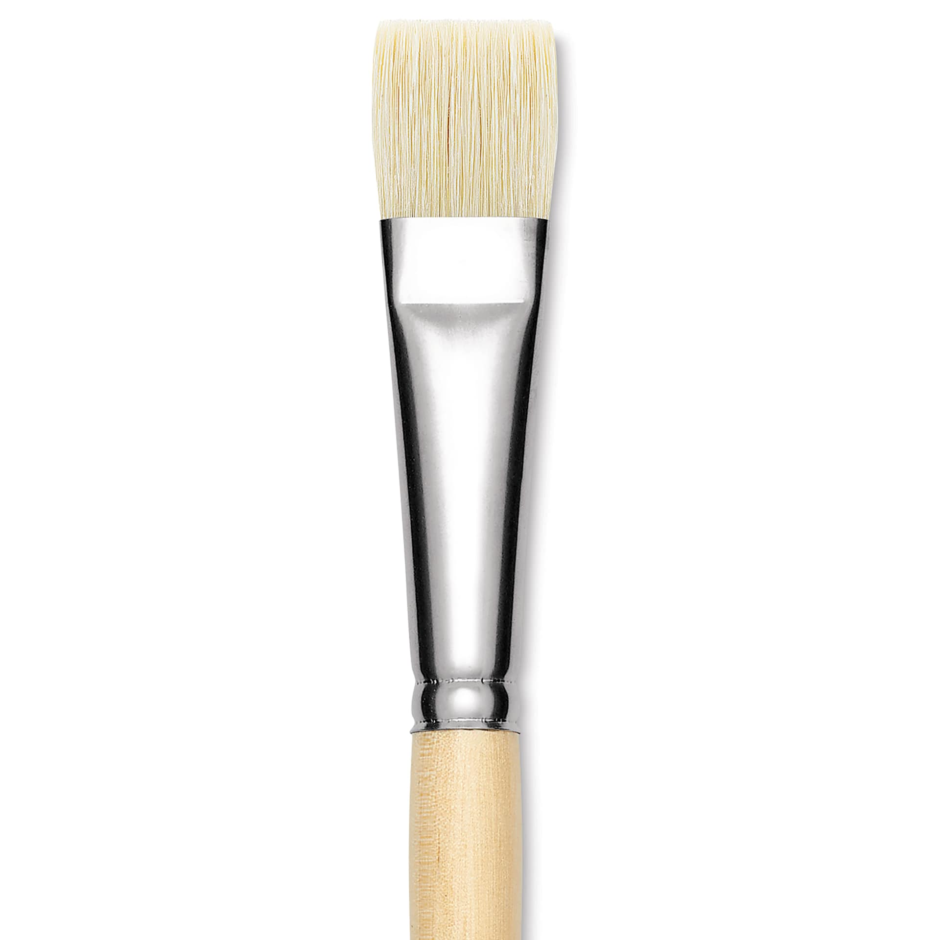 Utrecht Rhenish Pure Hog Bristle Brush - Bright, Size 10, Long Handle, close up