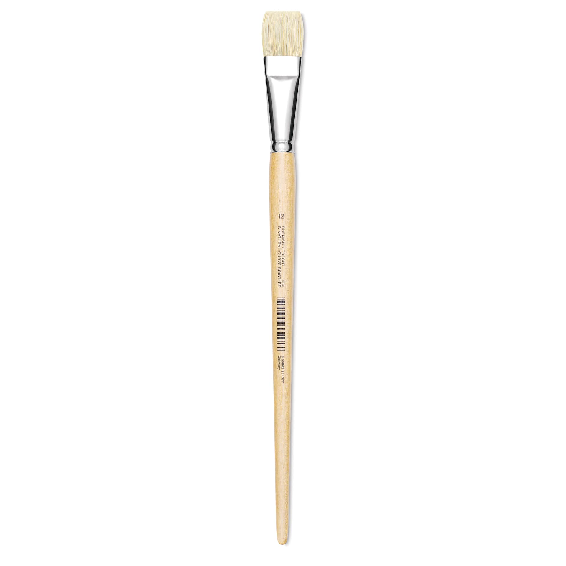 Utrecht Rhenish Pure Hog Bristle Brush - Bright, Size 12, Long Handle