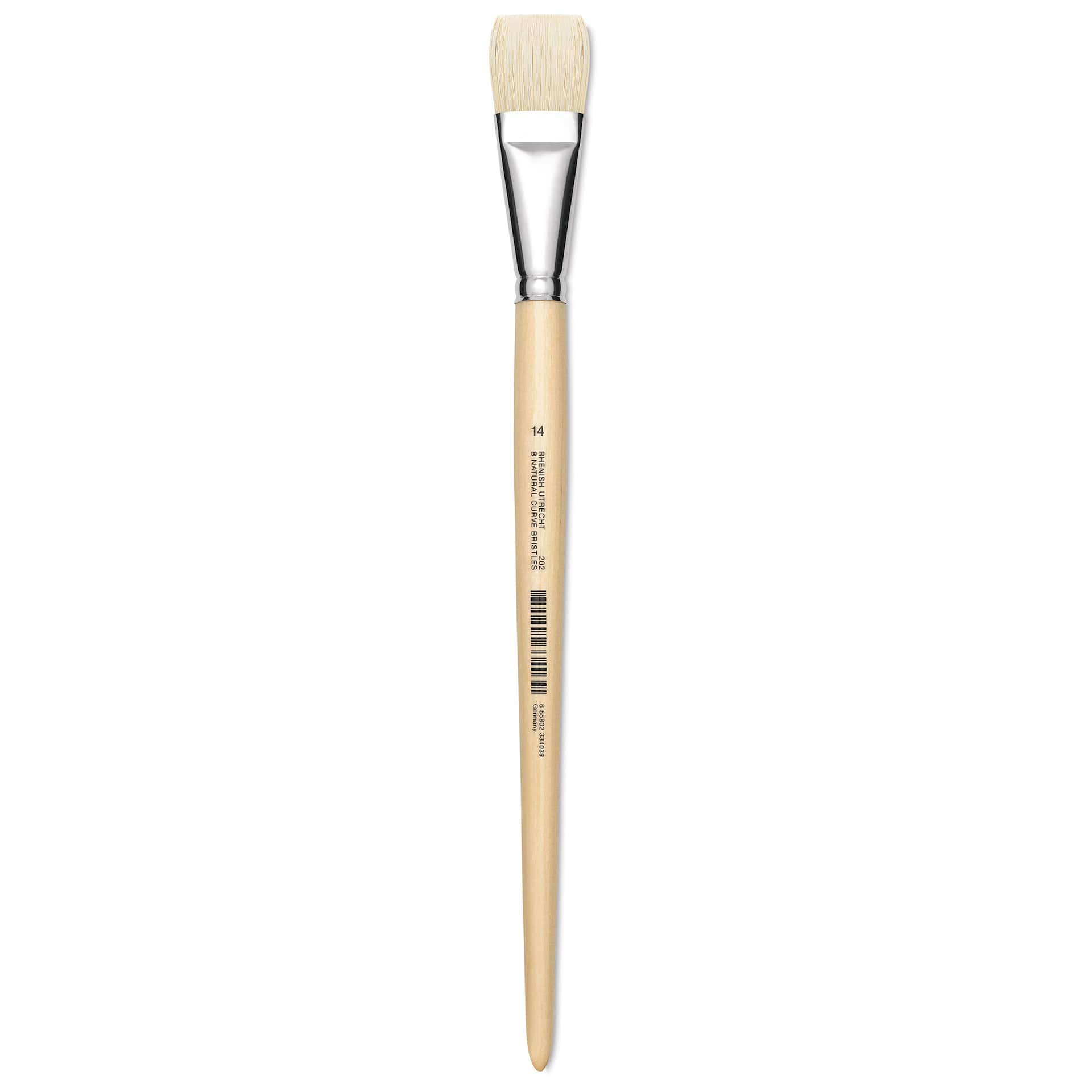 Utrecht Rhenish Pure Hog Bristle Brush - Bright, Size 14, Long Handle
