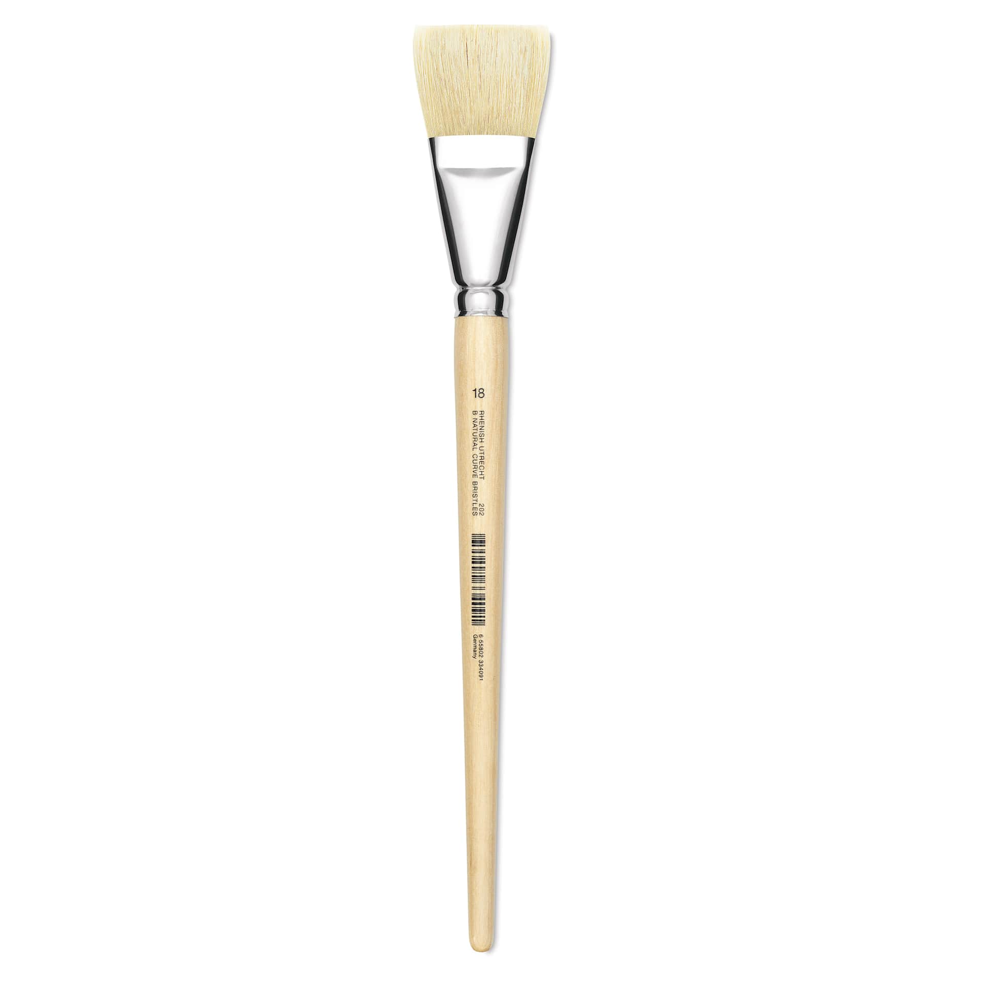 Utrecht Rhenish Pure Hog Bristle Brush - Bright, Size 18, Long Handle