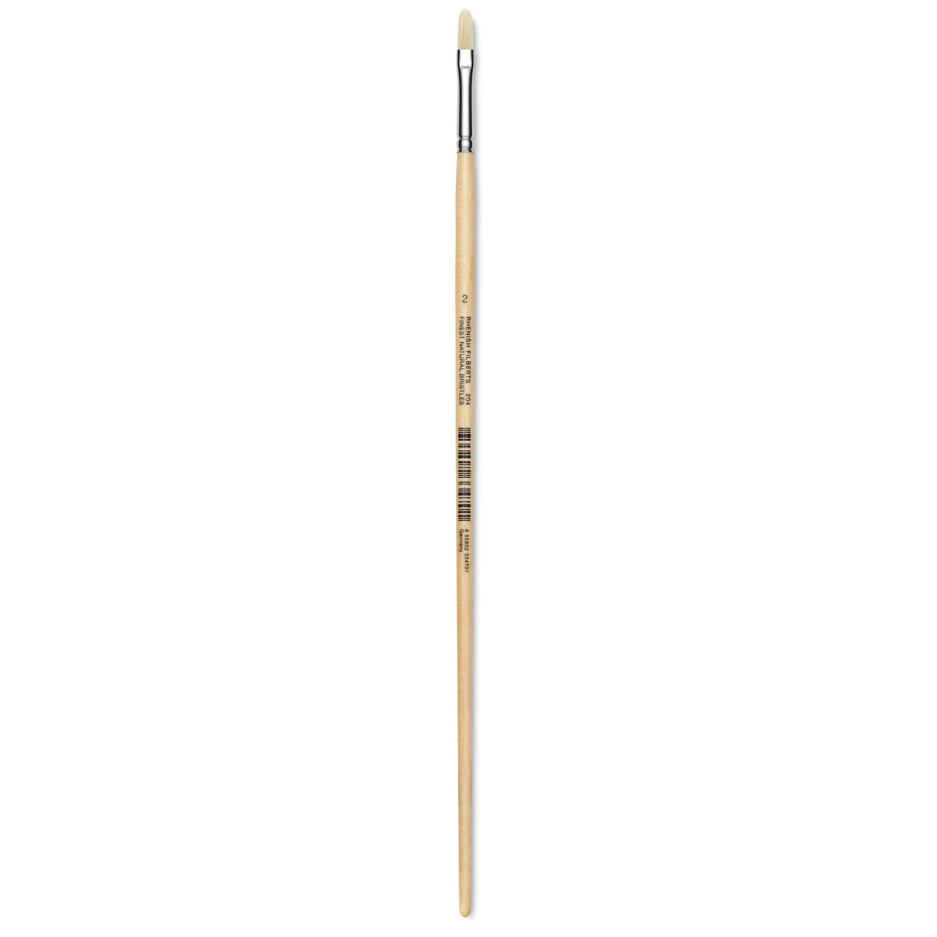 Utrecht Rhenish Pure Hog Bristle Brush - Filbert, Size 2, Long Handle