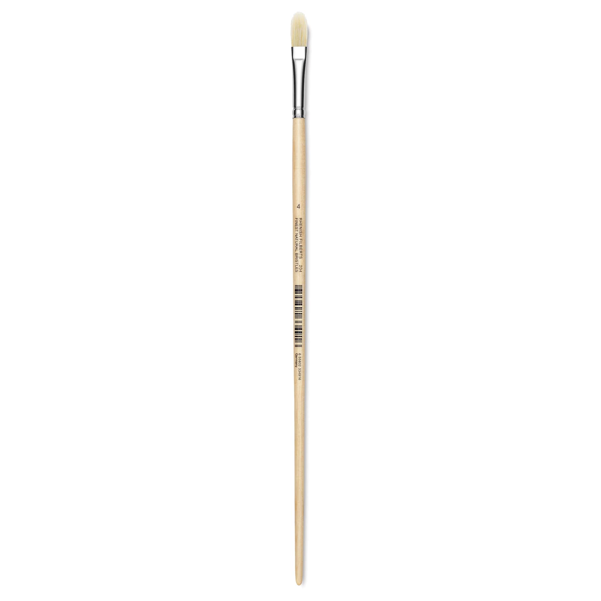 Utrecht Rhenish Pure Hog Bristle Brush - Filbert, Size 4, Long Handle